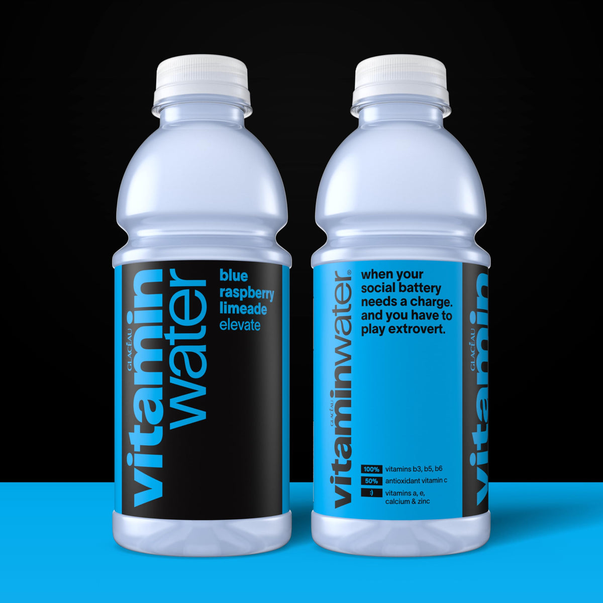 Vitaminwater Elevate Blue Raspberry Limeade – Nutrient-Enhanced Water, 20 oz, 12 Pack