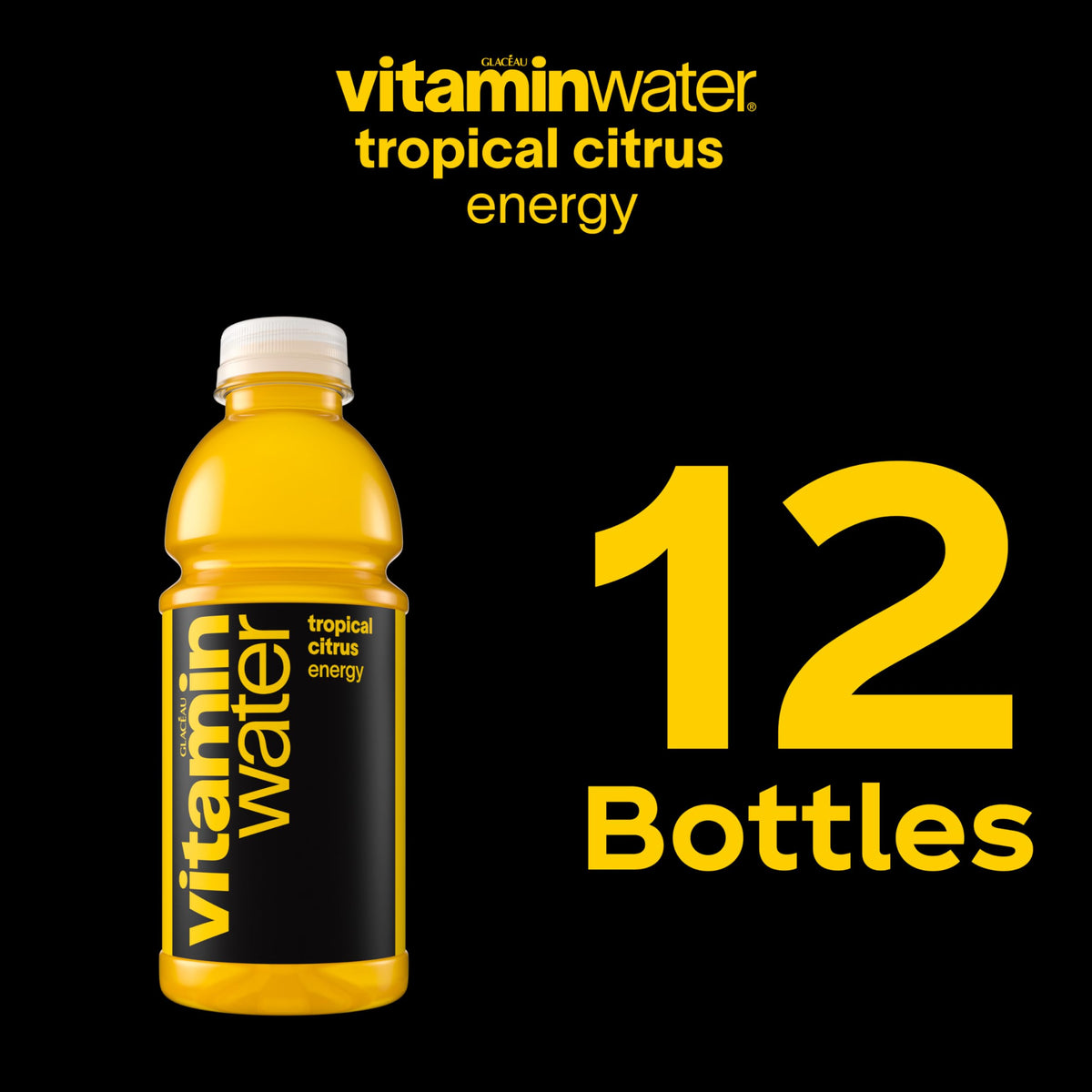 Vitaminwater Energy Tropical Citrus 20 oz – 12 Pack with Caffeine & B Vitamins