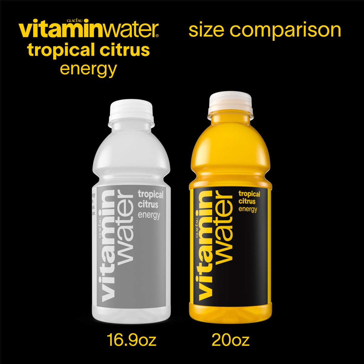Vitaminwater Energy Tropical Citrus 20 oz – 12 Pack with Caffeine & B Vitamins