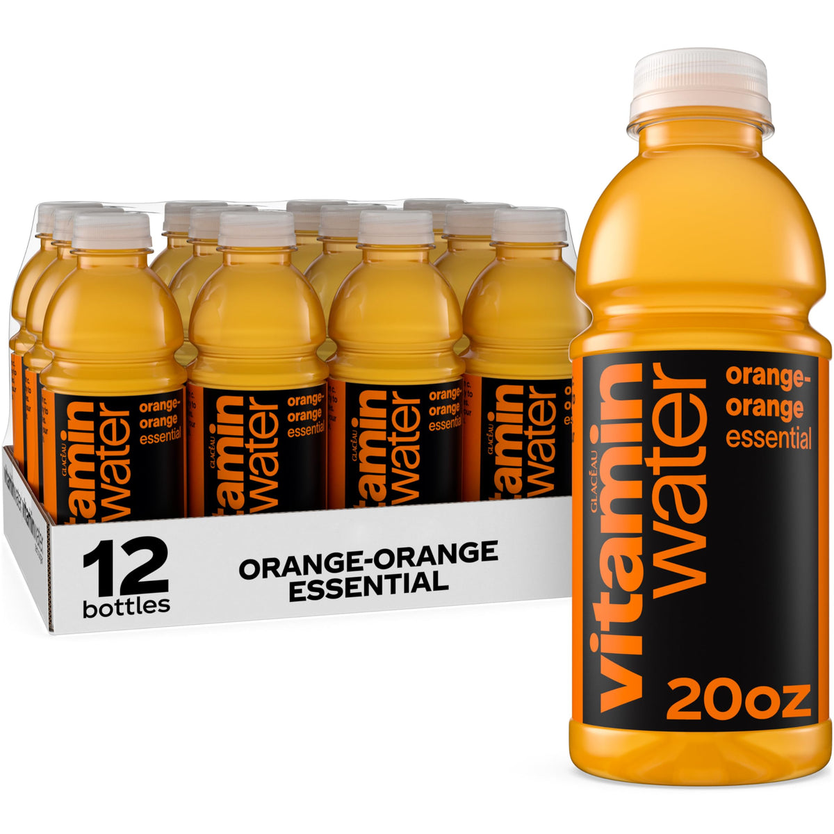 vitaminwater Essential Orange-Orange Flavored Water – 20 oz Bottles, 12 Pack