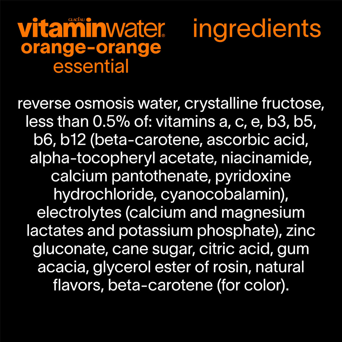 vitaminwater Essential Orange-Orange Flavored Water – 20 oz Bottles, 12 Pack