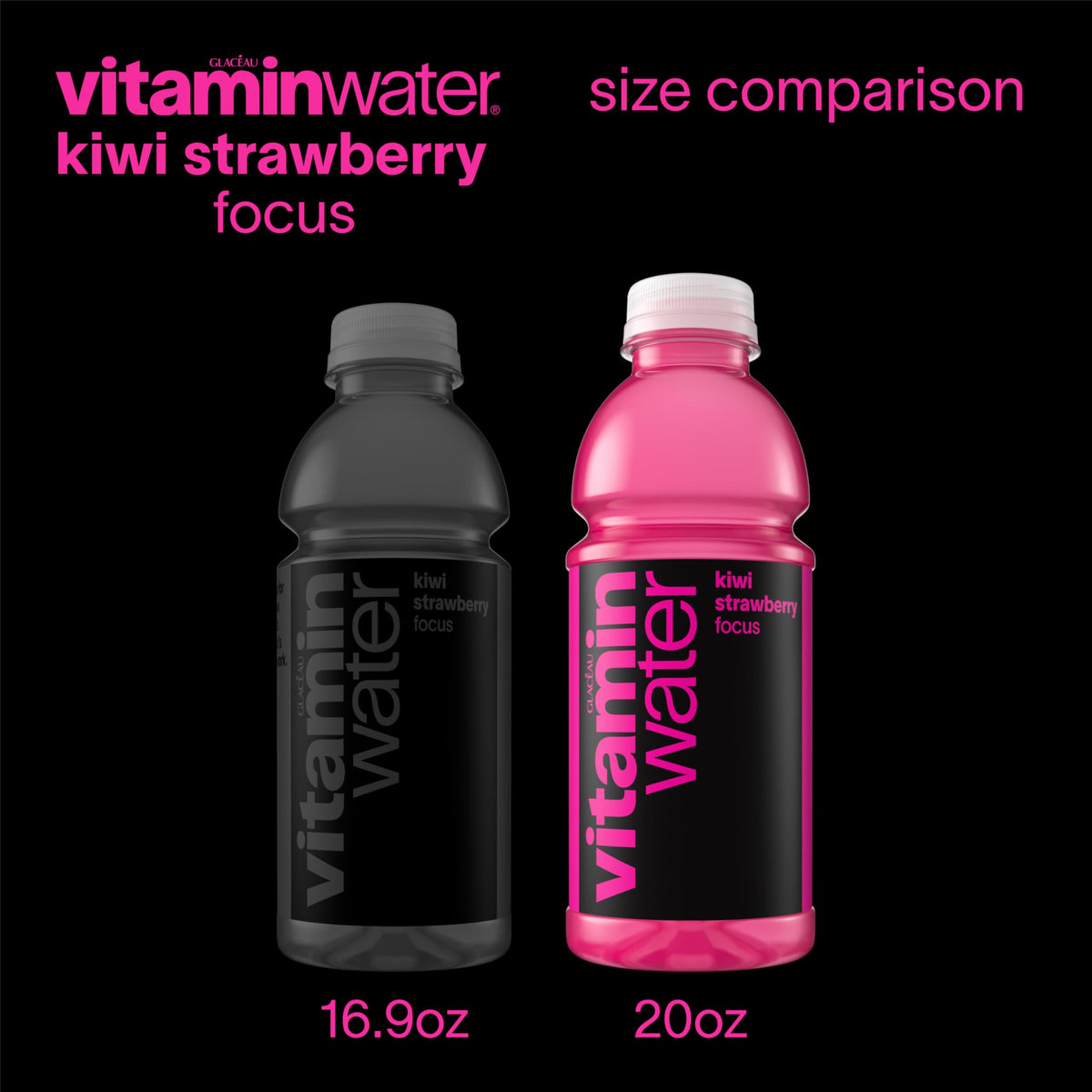 Vitaminwater Focus Kiwi Strawberry – Nutrient-Enhanced Flavored Water, 20 oz Bottle, 12 Pack