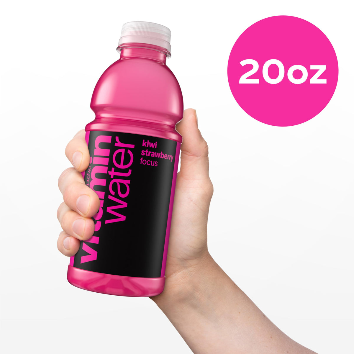 Vitaminwater Focus Kiwi Strawberry – Nutrient-Enhanced Flavored Water, 20 oz Bottle, 12 Pack