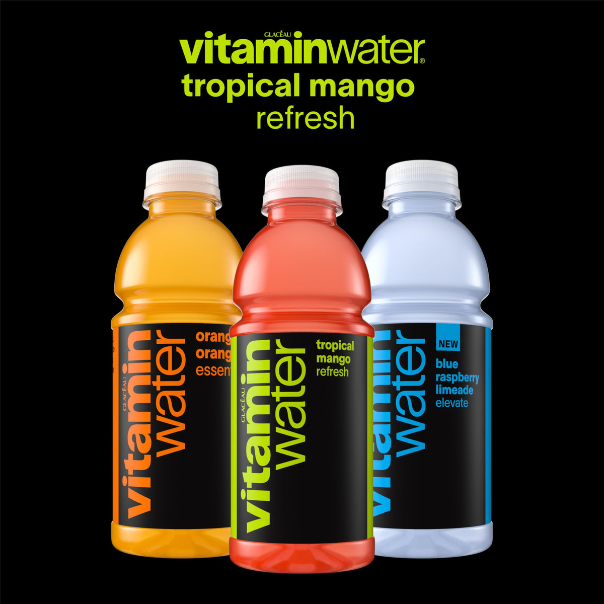 vitaminwater Refresh Tropical Mango — Nutrient-Enhanced Flavored Water Beverage, 20 oz Bottles, 12 Pack