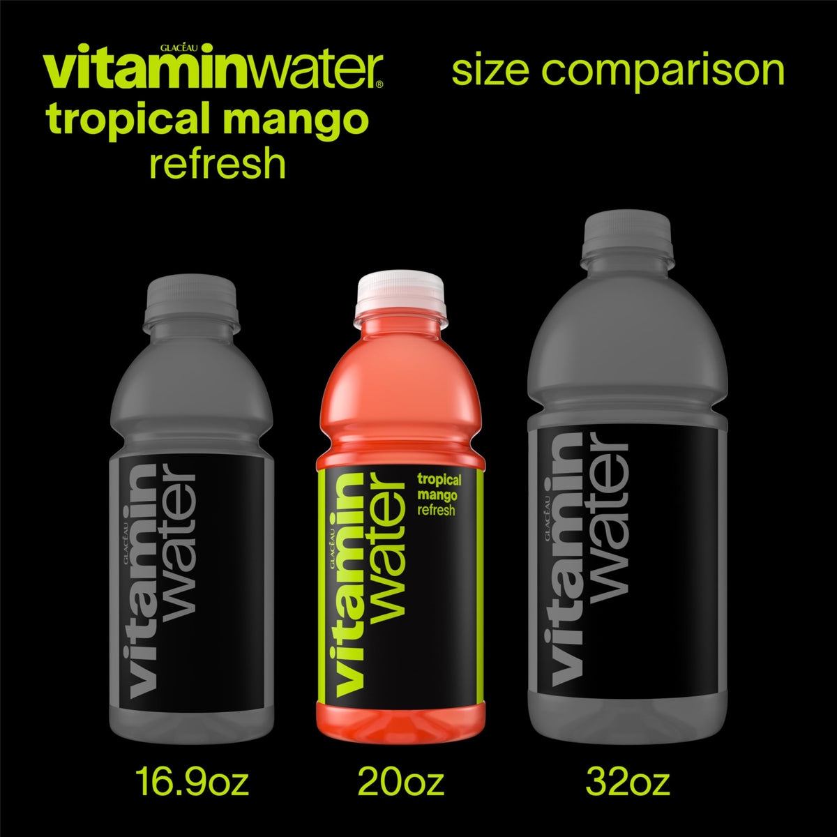 vitaminwater Refresh Tropical Mango — Nutrient-Enhanced Flavored Water Beverage, 20 oz Bottles, 12 Pack