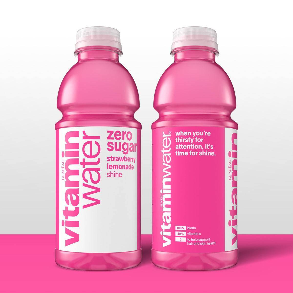 Vitaminwater Shine Strawberry Lemonade Zero Sugar - 20 oz Bottles (12 Pack)