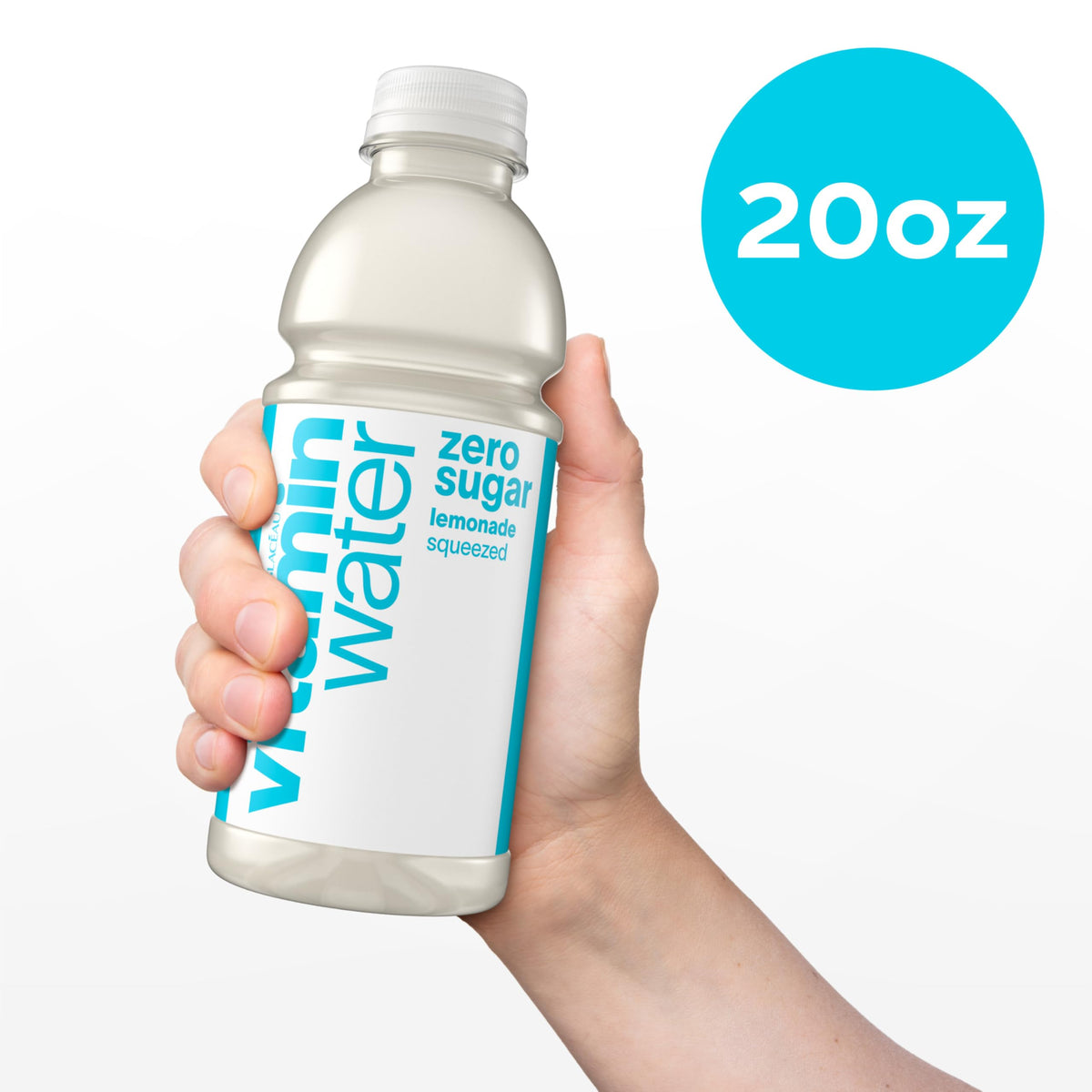 Vitaminwater Zero Sugar Squeezed Lemonade – Nutrient Enhanced Flavored Water, 20 fl oz Bottles, 12 Pack