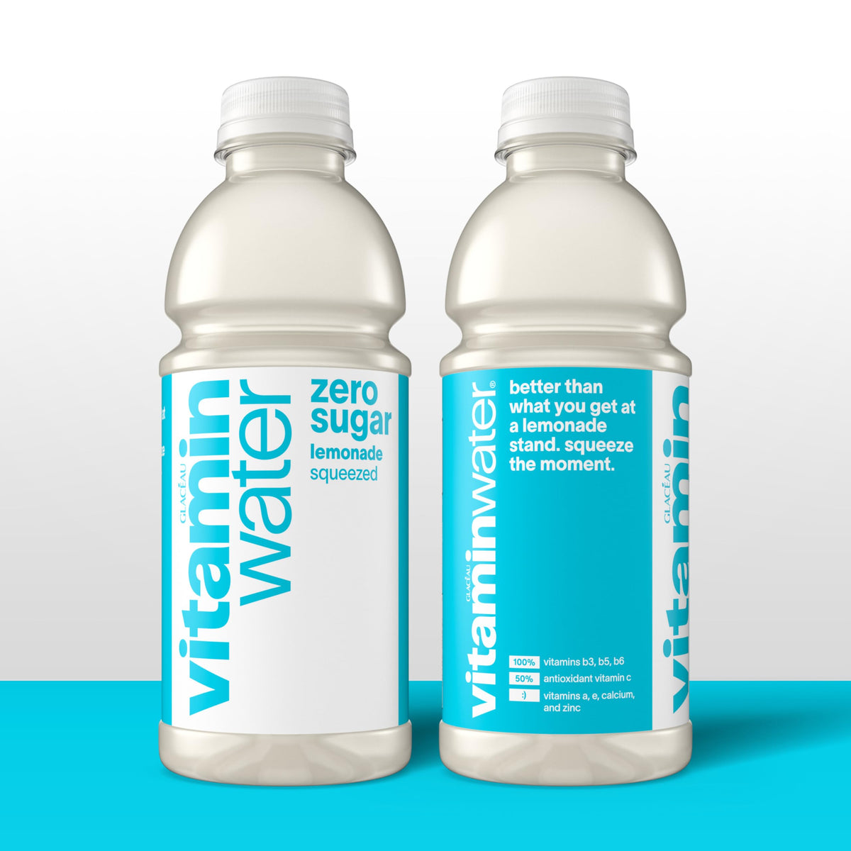 Vitaminwater Zero Sugar Squeezed Lemonade – Nutrient Enhanced Flavored Water, 20 fl oz Bottles, 12 Pack
