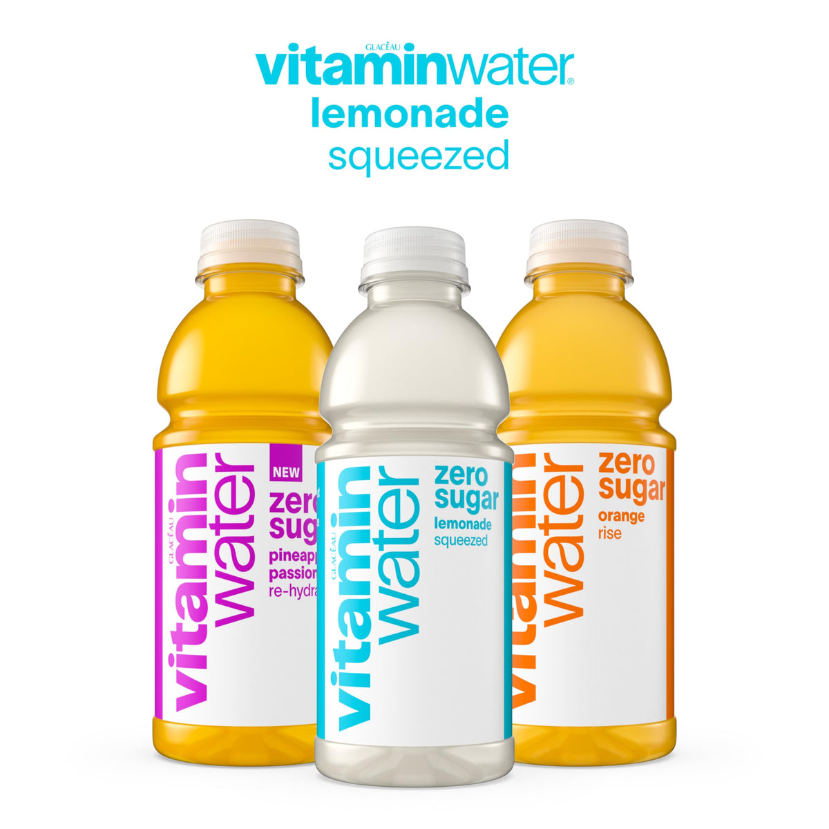 Vitaminwater Zero Sugar Squeezed Lemonade – Nutrient Enhanced Flavored Water, 20 fl oz Bottles, 12 Pack
