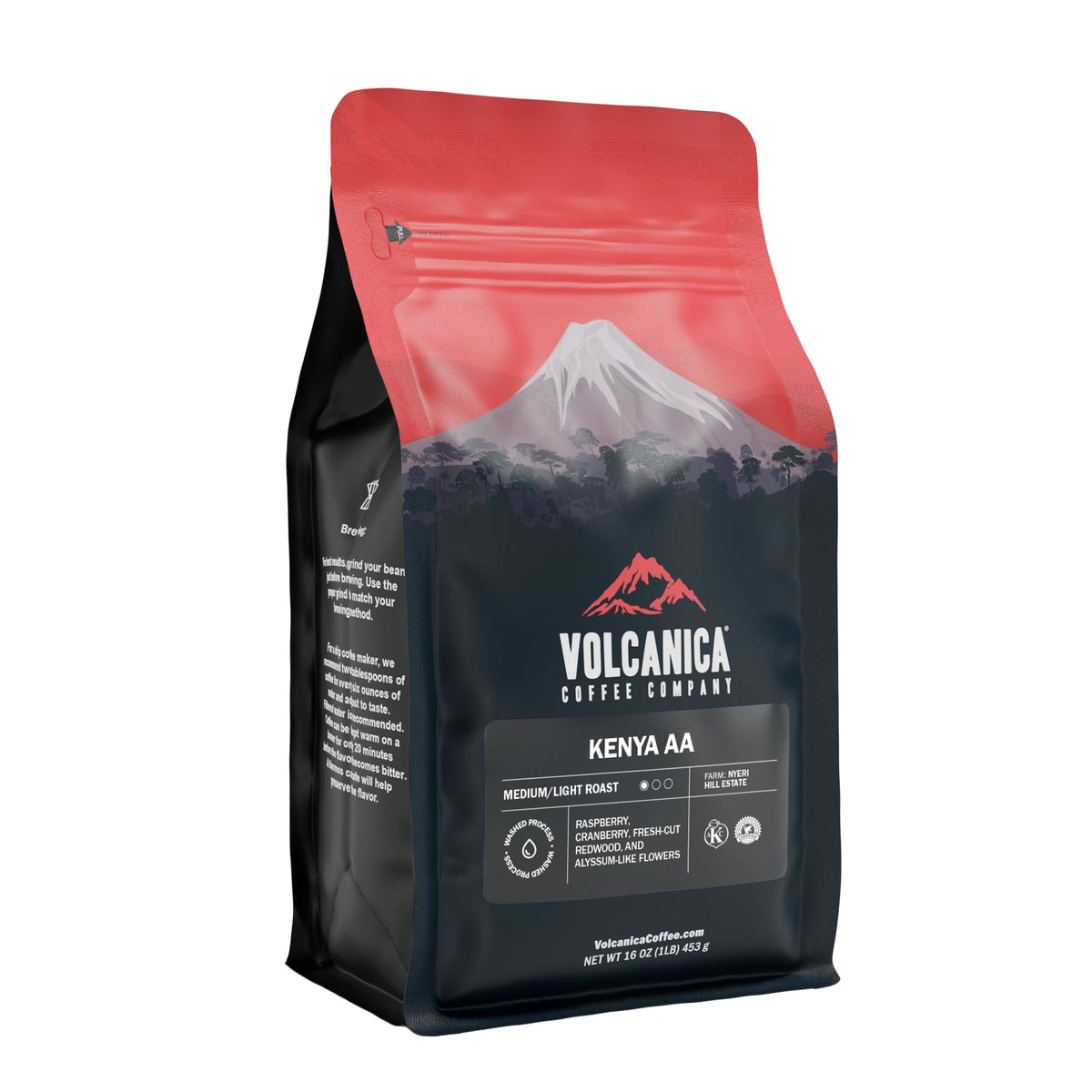 Volcanica Kenya AA Coffee – 100% Pure Ground, Fresh Roasted (16 oz)