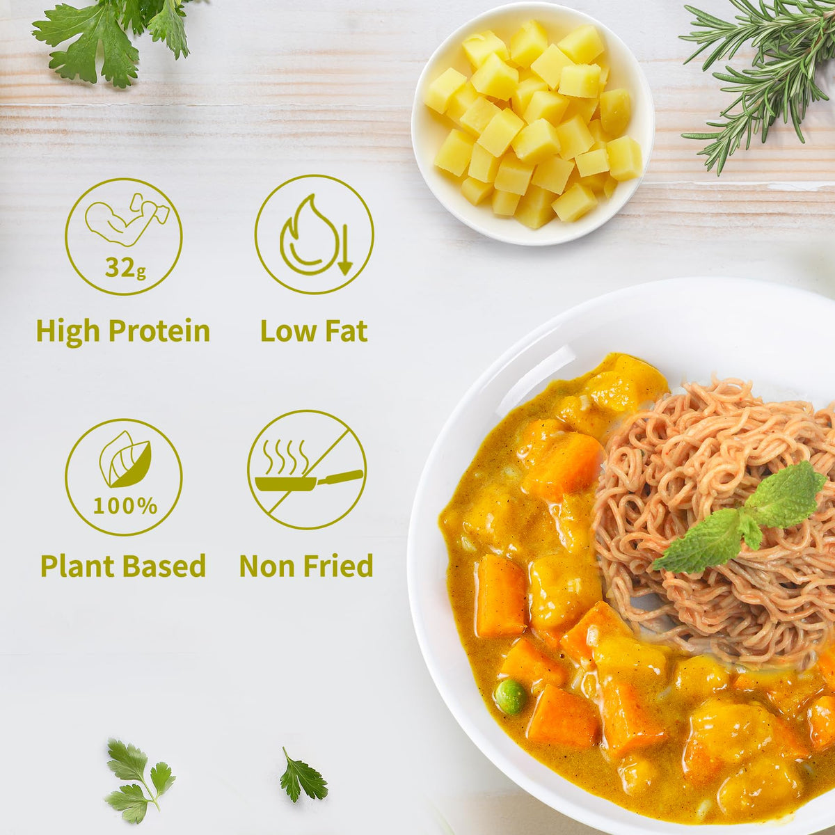 VOLO VERO High Protein Ramen Noodles – Spicy Curry (32g), 8 Pack, Vegan & Non-Fried