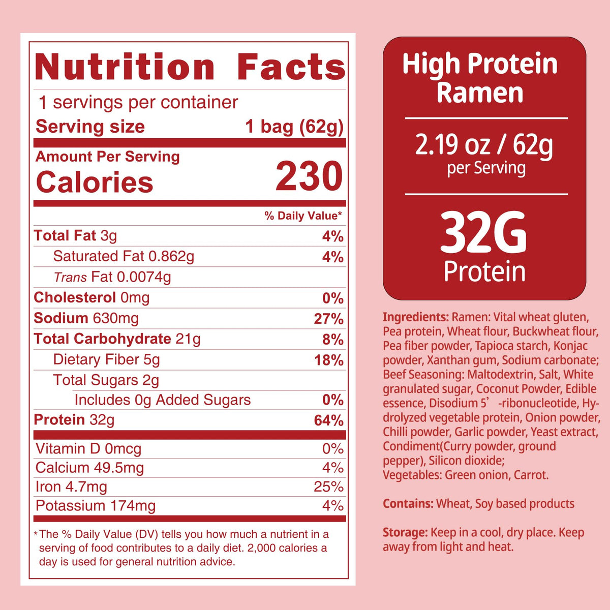 VOLO VERO Protein Ramen Spicy Beef — 32g Plant-Based Protein, 8-Pack