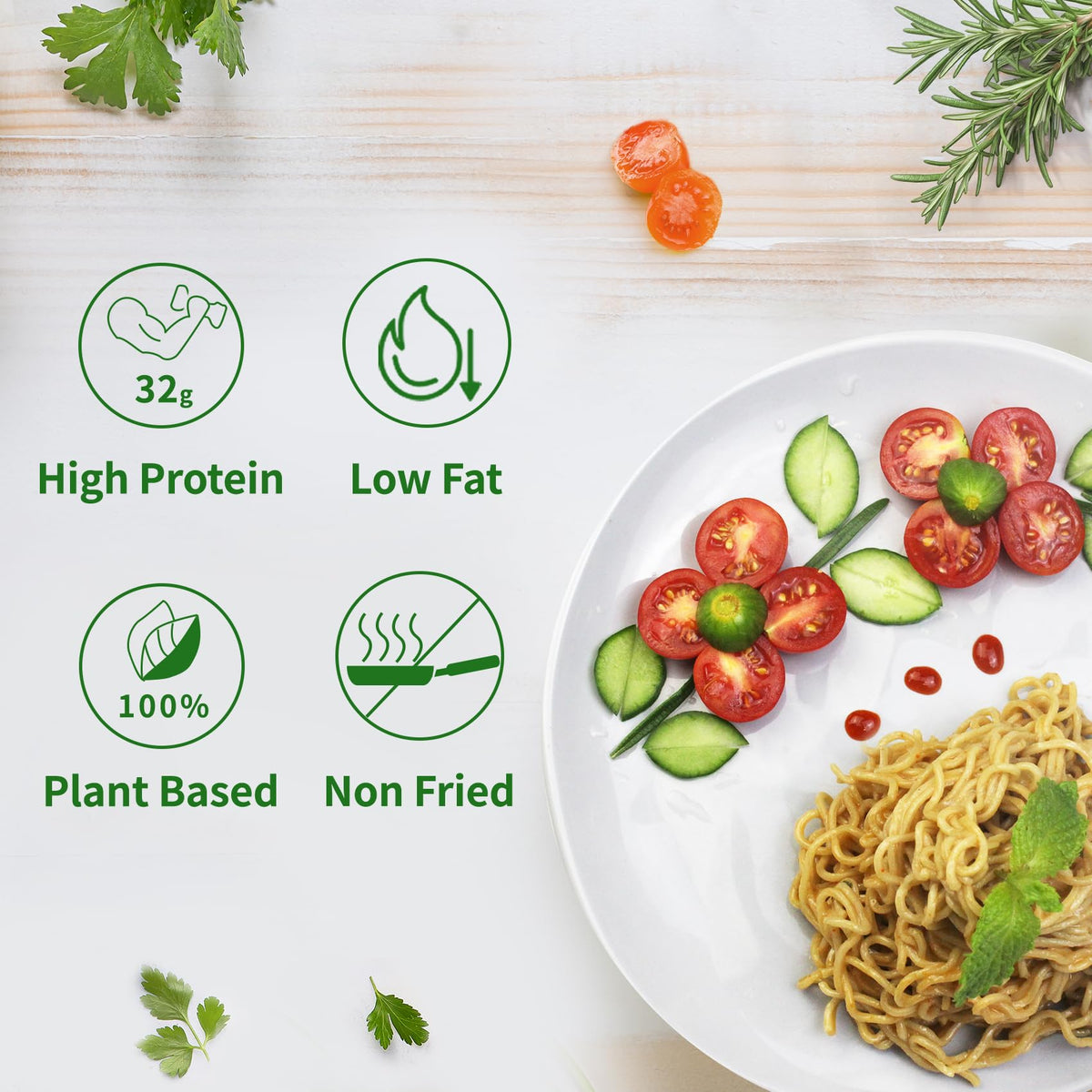 VOLO VERO High Protein 32g Instant Ramen Noodles — Chicken Flavor, 8 Packs, Plant-Based