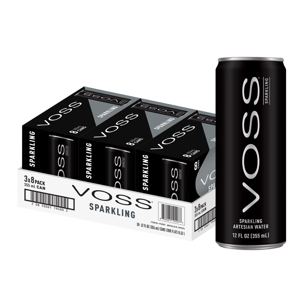 VOSS Artesian Sparkling Water Cans – 3 Pack of 8 (24 Slim Cans)