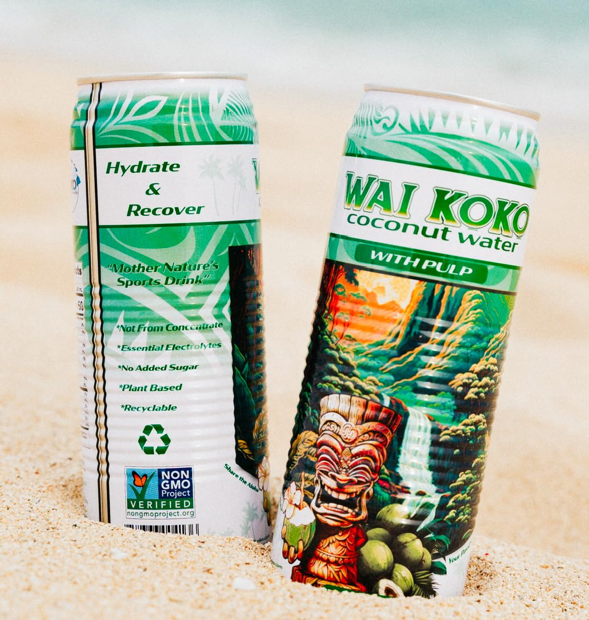 Wai Koko Coconut Water with Pulp - 12 Pack, 17.5 oz Cans