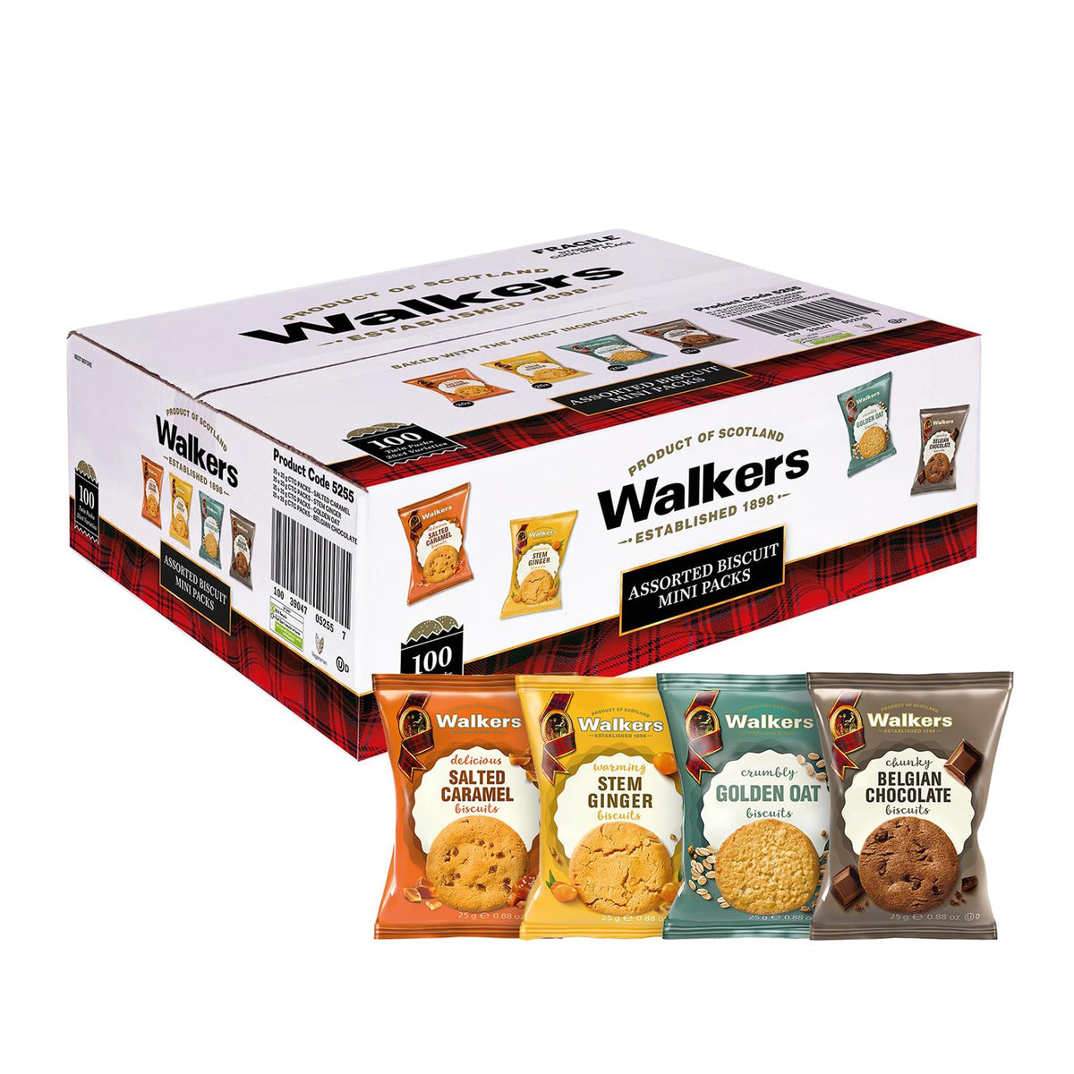Walker’s Assorted Scottish Cookie Variety Pack – 100 Snack Packs (2 Cookies Each)