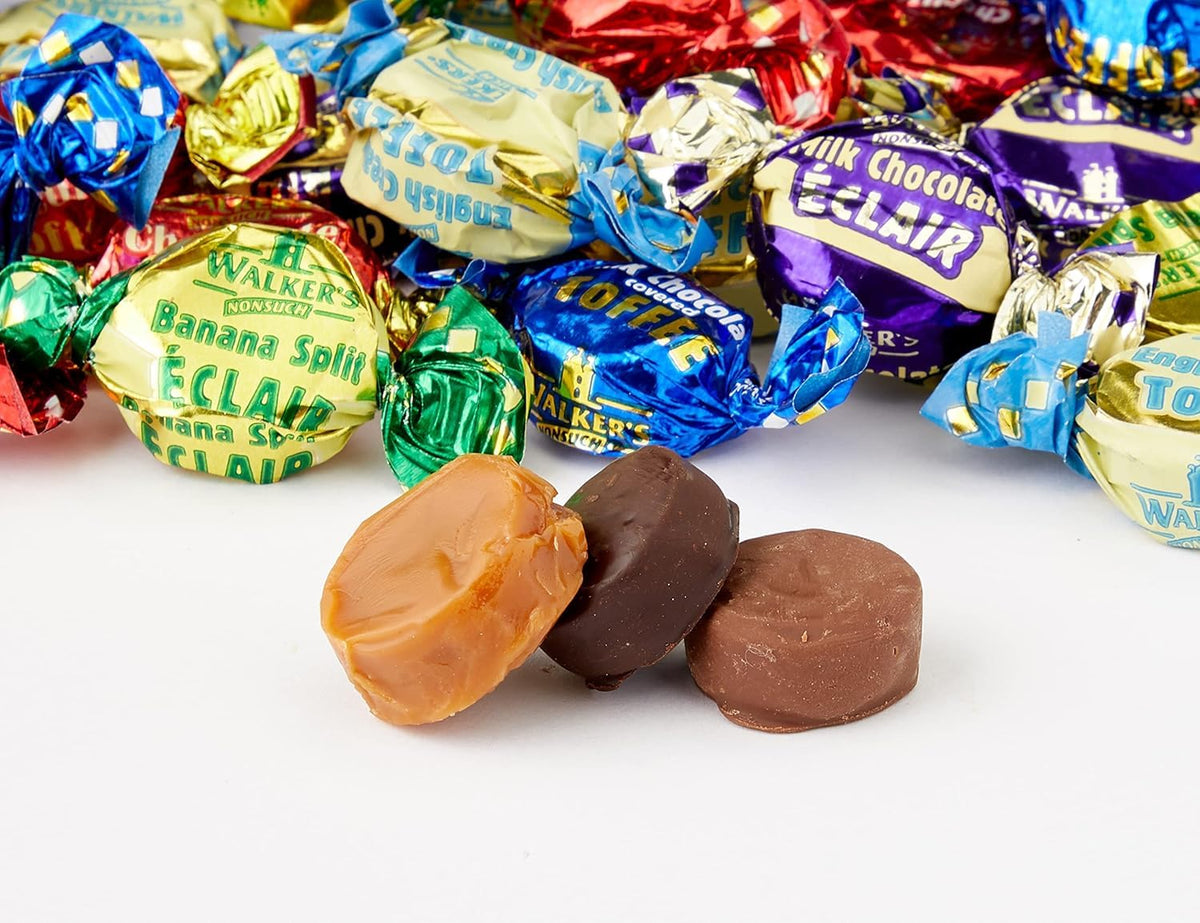 Walkers' Nonsuch Assorted Toffees & Chocolate Eclairs – Traditional British Candy Gift Pack (1.25kg / 44.09 oz)
