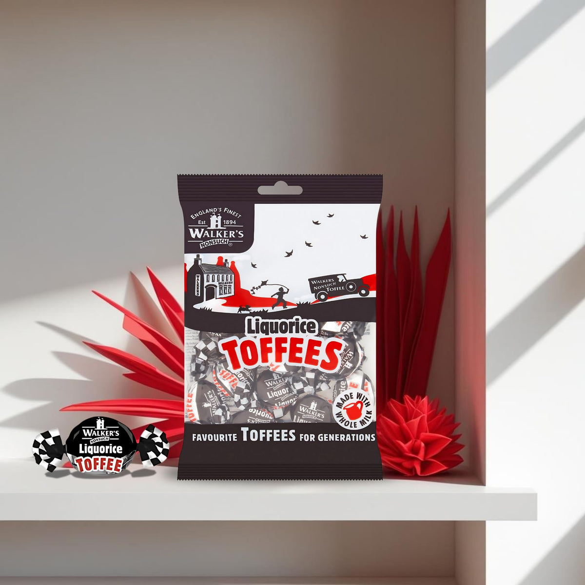 Walkers' Nonsuch Liquorice Toffees – 5.29 oz Bag (Pack of 12) | Classic British Chewy Toffee