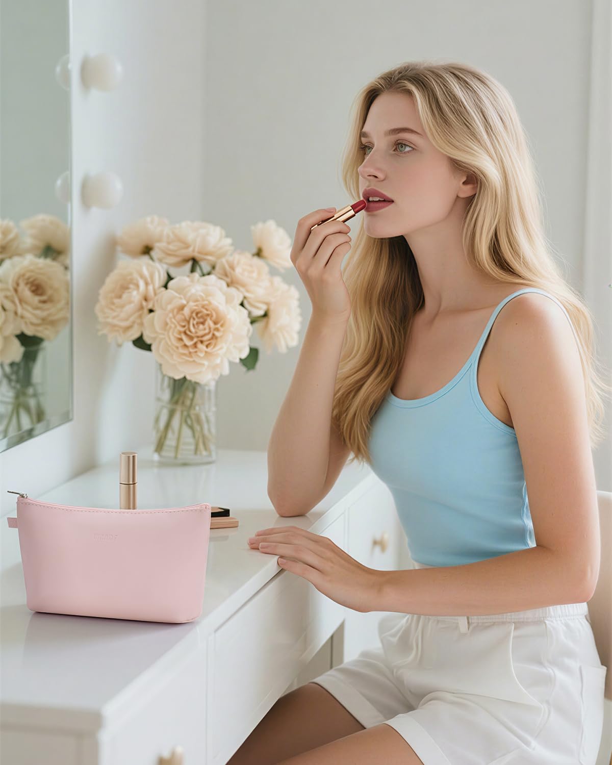 WANDF Small Makeup Bag for Purse, Small Cosmetic Bag for Women