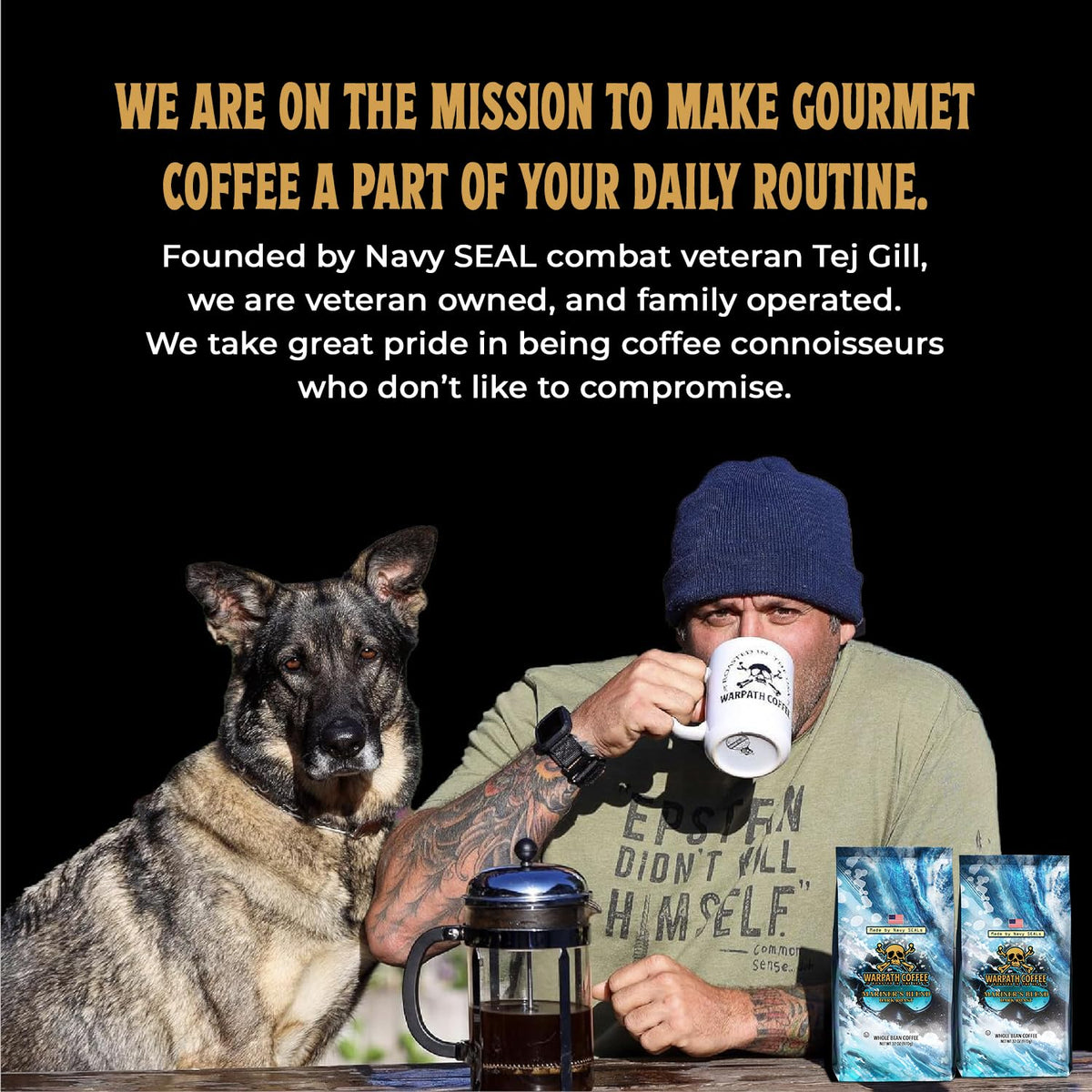 Warpath Coffee Dark Roast Mariner's Blend – High Caffeine Arabica, 2lb