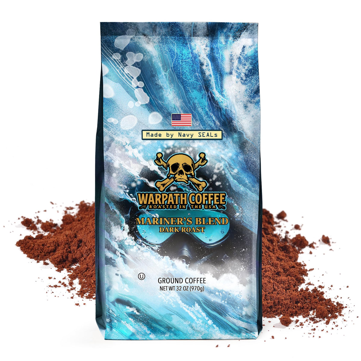 Warpath Coffee Mariner's Blend Dark Roast — High Caffeine, 100% Arabica Ground Coffee, Navy SEAL Created, 2lb