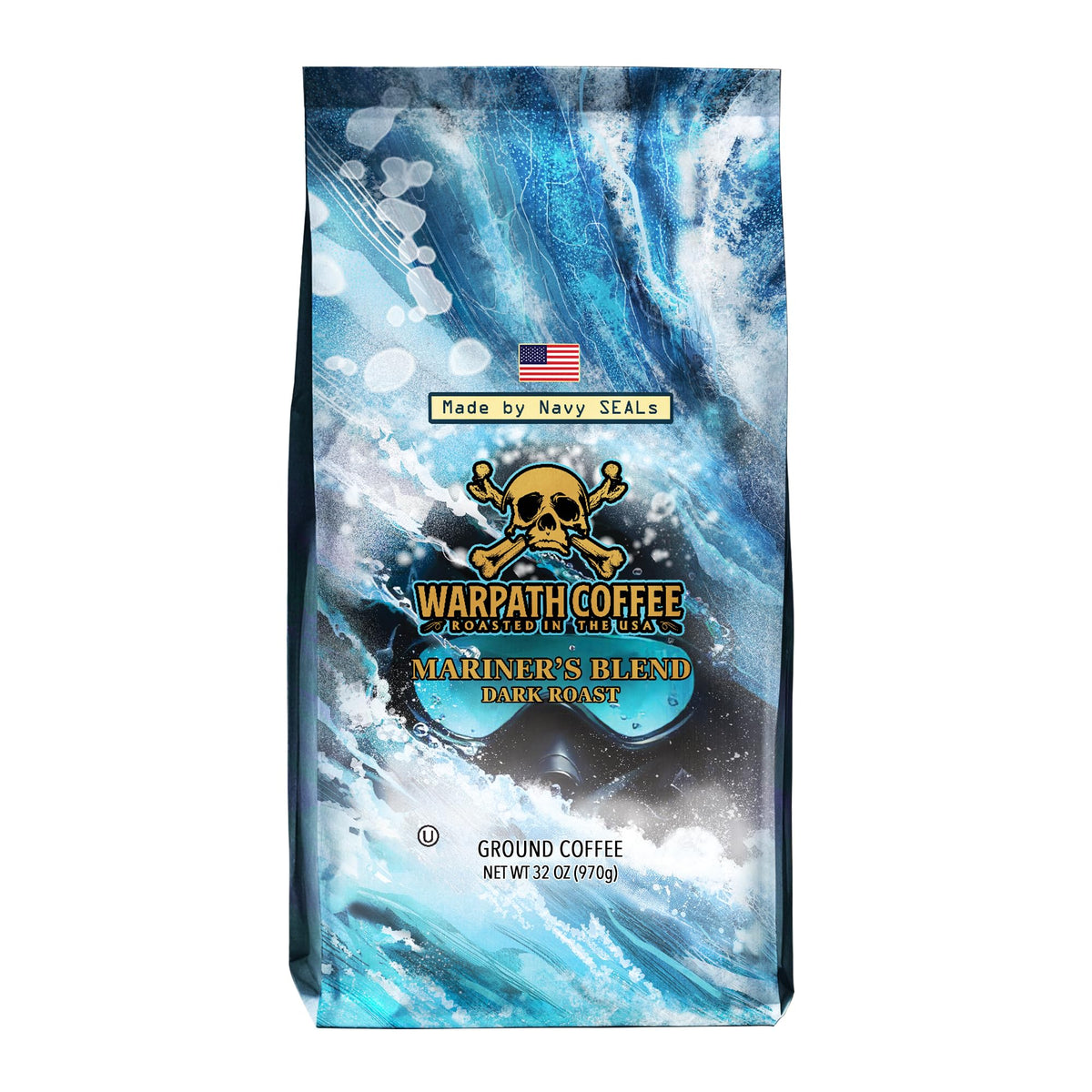 Warpath Coffee Mariner's Blend Dark Roast — High Caffeine, 100% Arabica Ground Coffee, Navy SEAL Created, 2lb