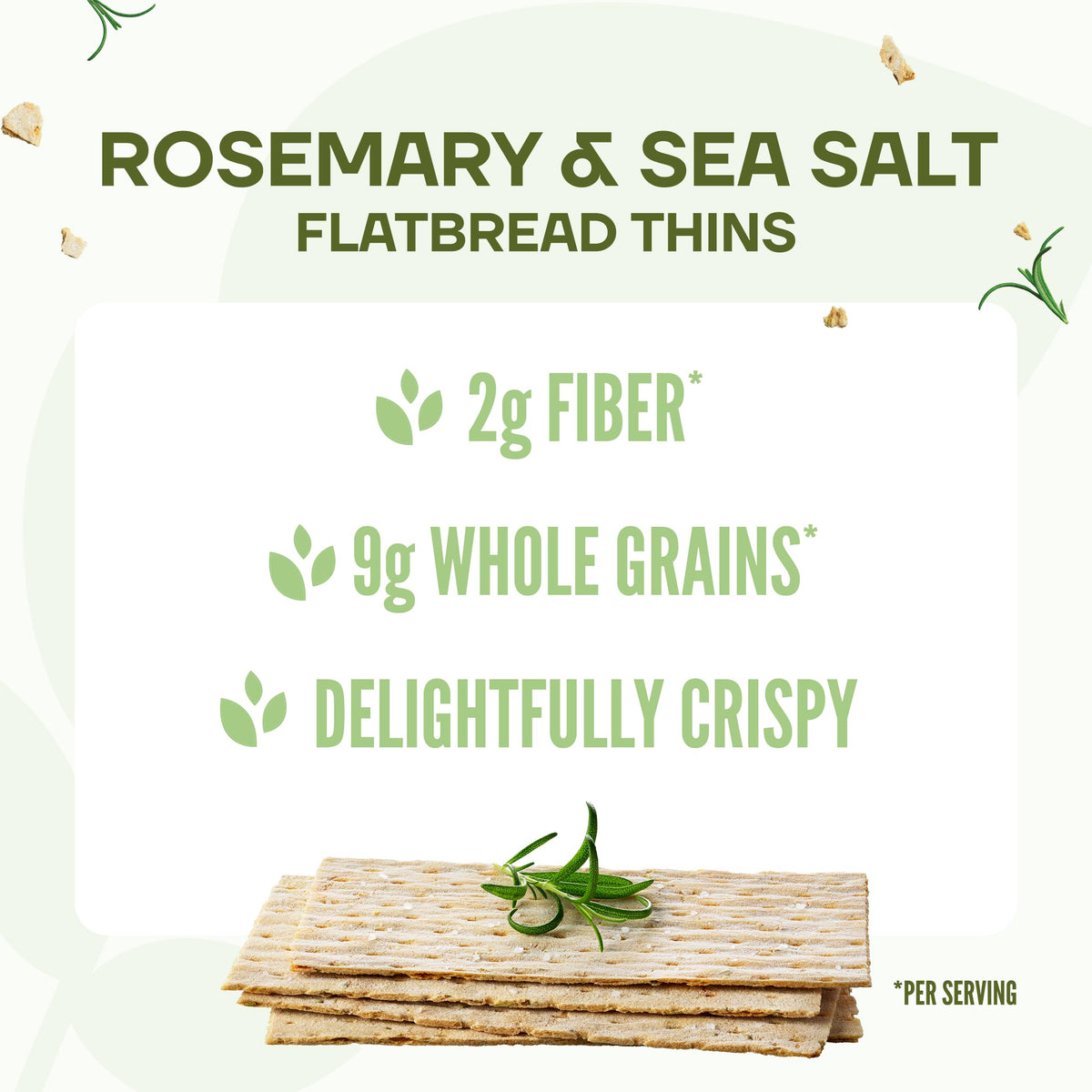 Wasa Rosemary & Sea Salt Flatbread Thins – Pack of 10 (Non-GMO Whole Grain)