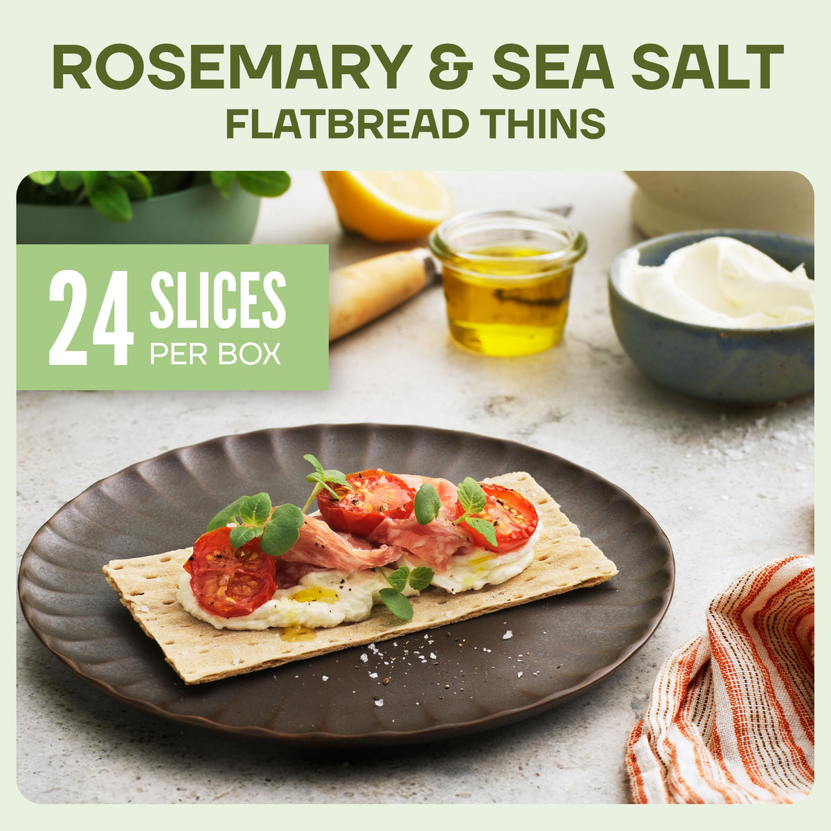 Wasa Rosemary & Sea Salt Flatbread Thins – Pack of 10 (Non-GMO Whole Grain)
