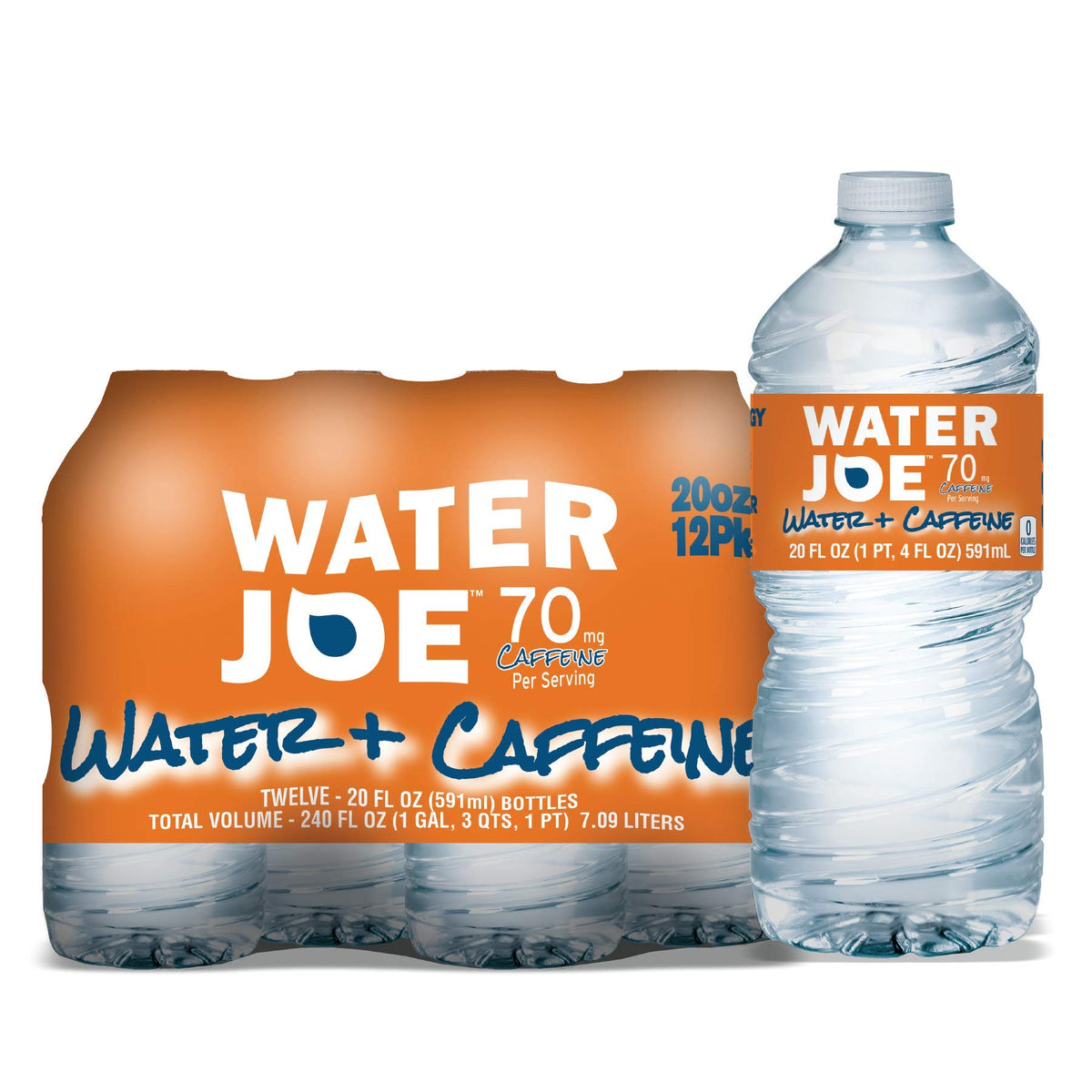 Water Joe Caffeinated Water – 12 Pack, 20 oz Bottles, 70 mg Caffeine, Sugar Free