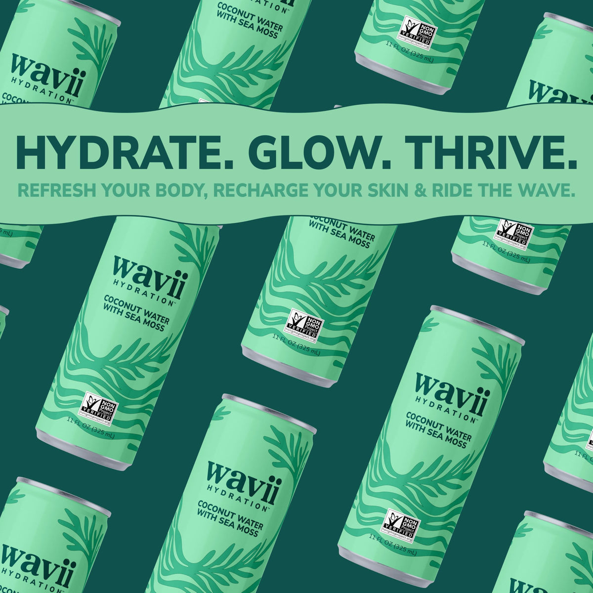 Wavii Coconut Water with Sea Moss – 12-pack, 11 fl oz | Clean Hydration