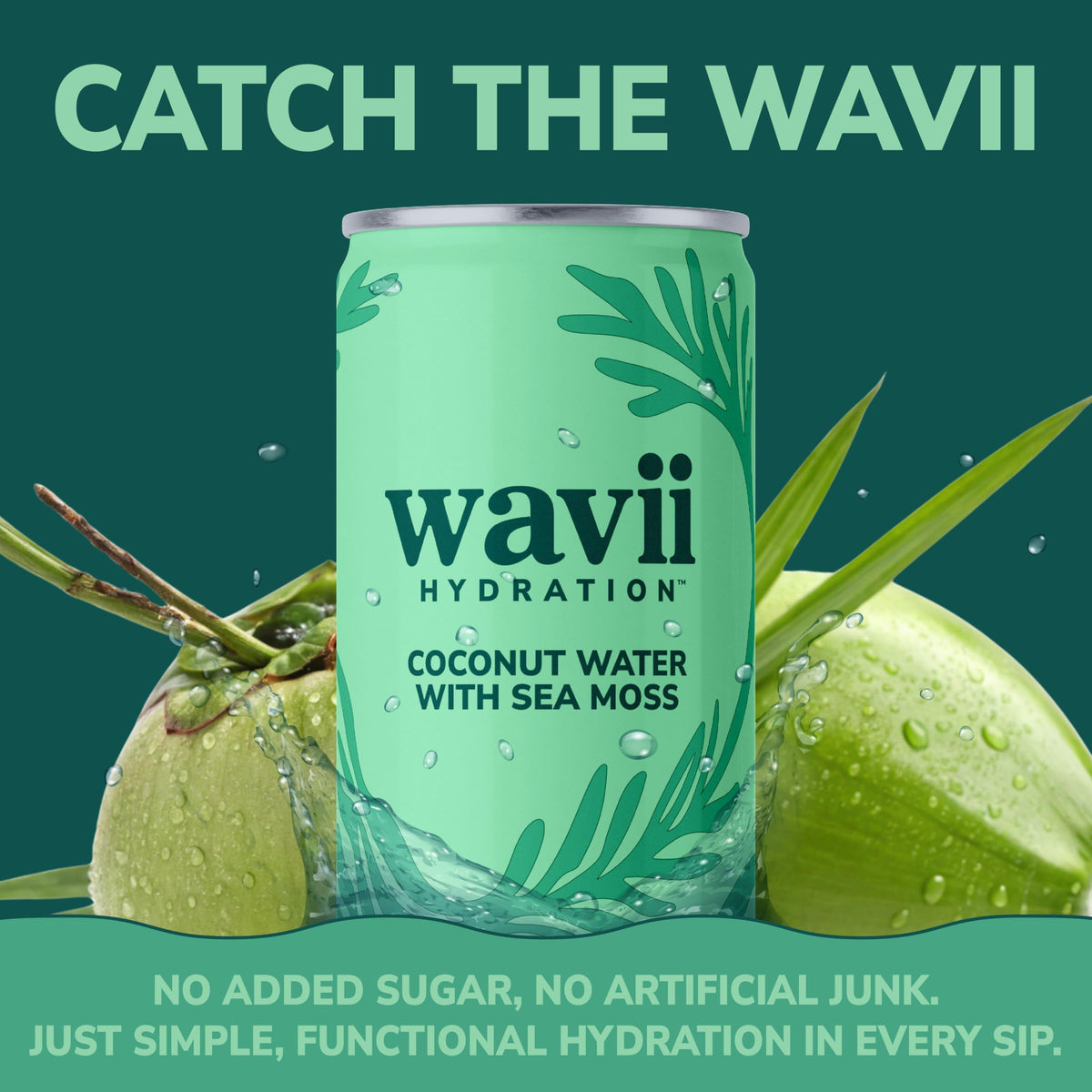 Wavii Coconut Water with Sea Moss – 12-pack, 11 fl oz | Clean Hydration