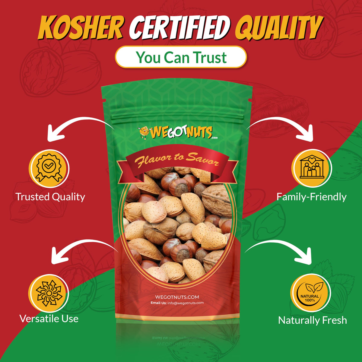 We Got Nuts Deluxe Mixed Nuts In-Shell 5 Pounds – Raw, Unsalted, Kosher Snack Mix