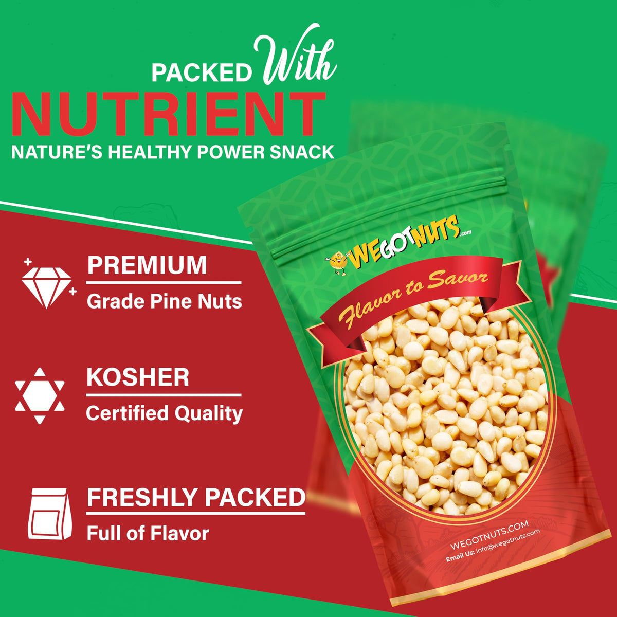 We Got Nuts Raw Pine Nuts – 2 lb Kosher, Fresh & Natural for Pesto, Salads & Cooking