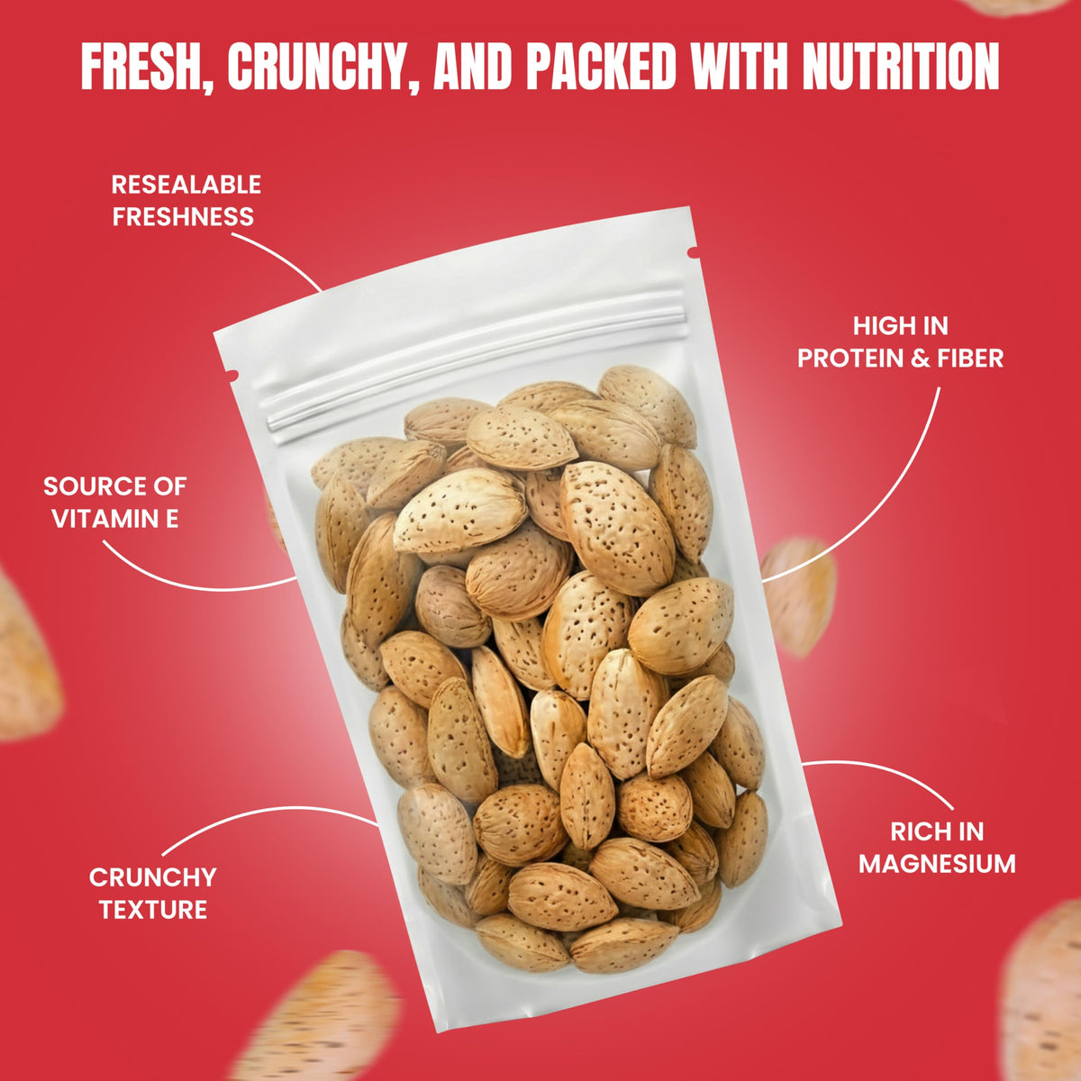 We Got Nuts Jumbo California Almonds in Shell – 5 lbs, Kosher Raw, Unsalted