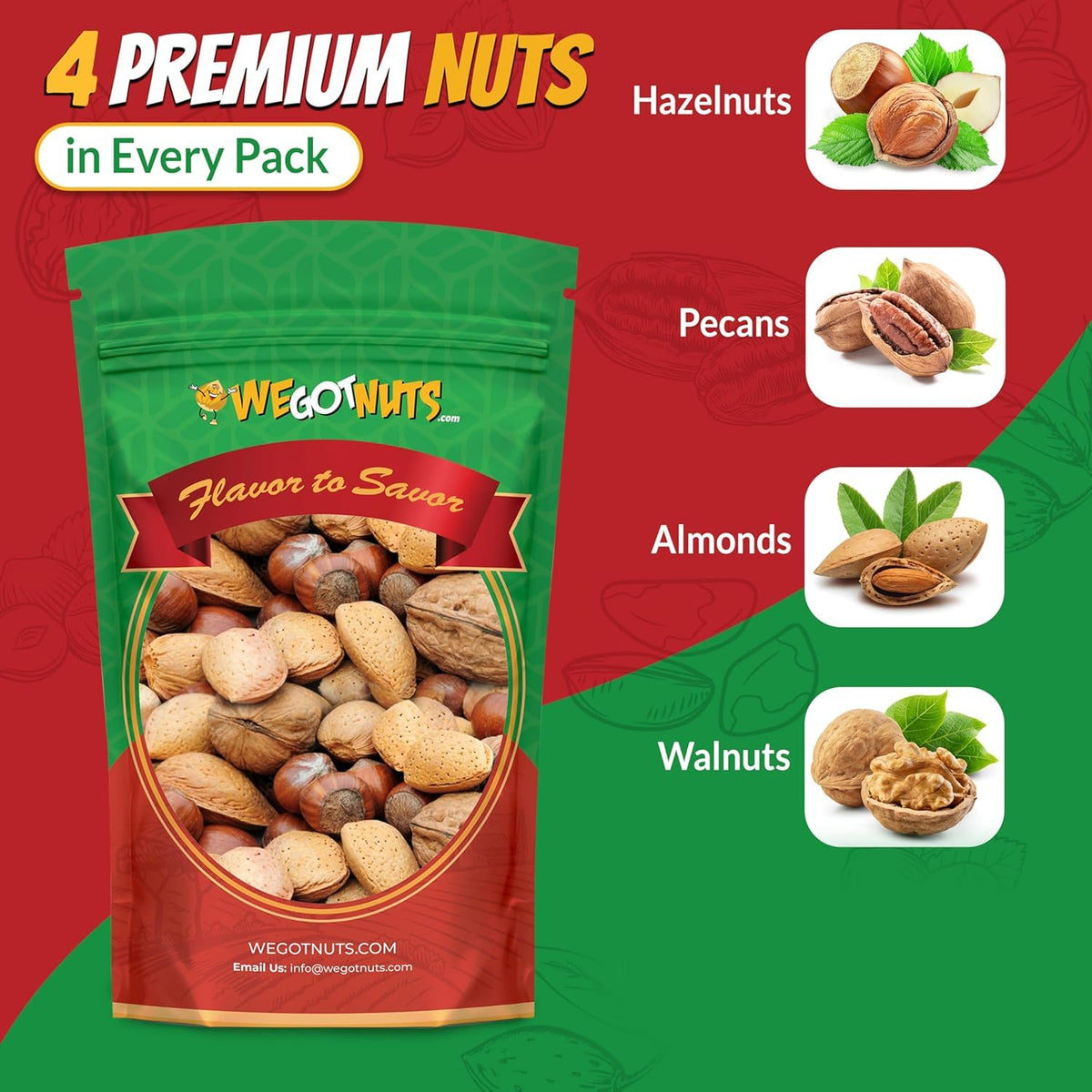 We Got Nuts Deluxe Mixed Nuts In-Shell 5 Pounds – Raw, Unsalted, Kosher Snack Mix