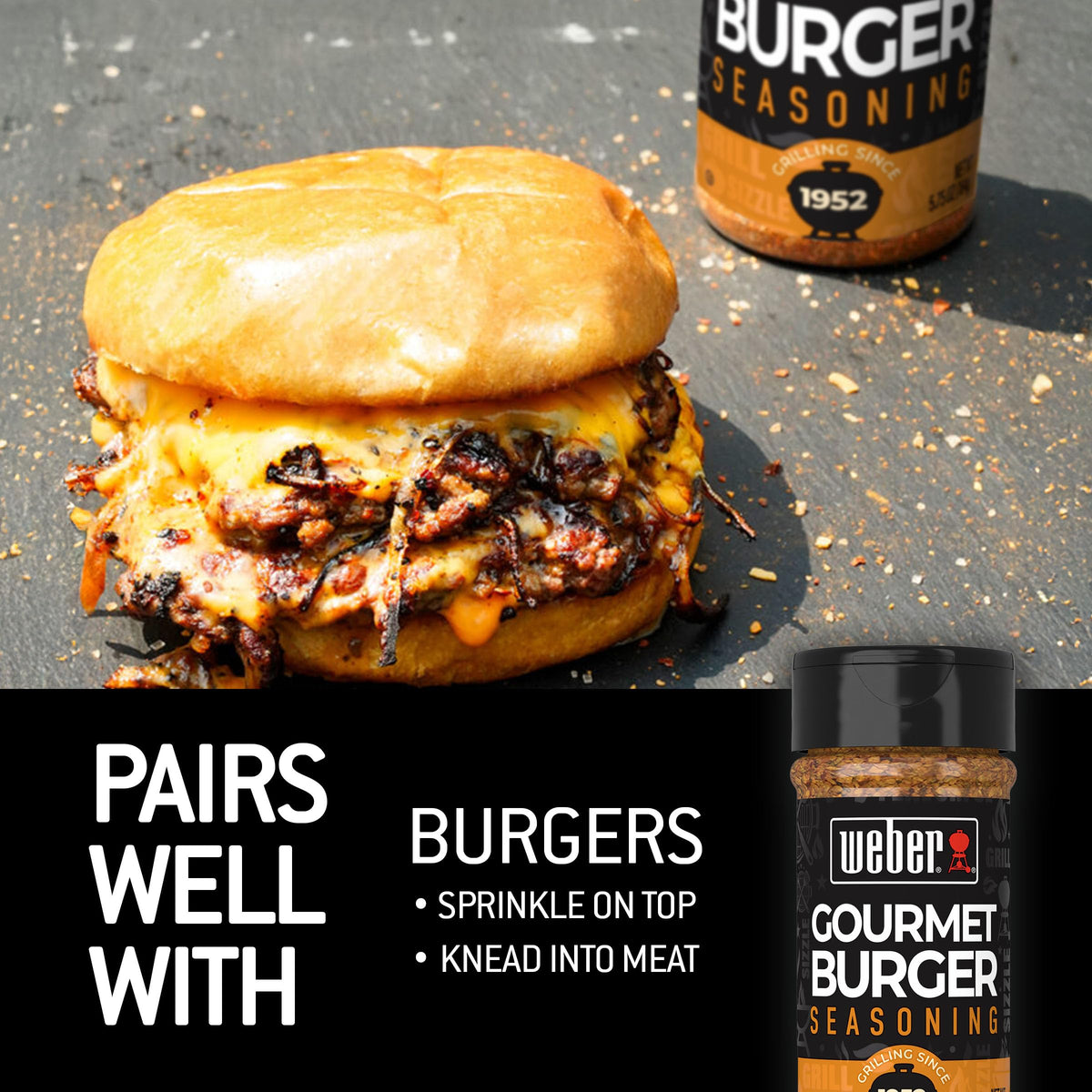 Weber Gourmet Burger Seasoning, 6 × 5.75 oz – Flavorful Grilled Burgers