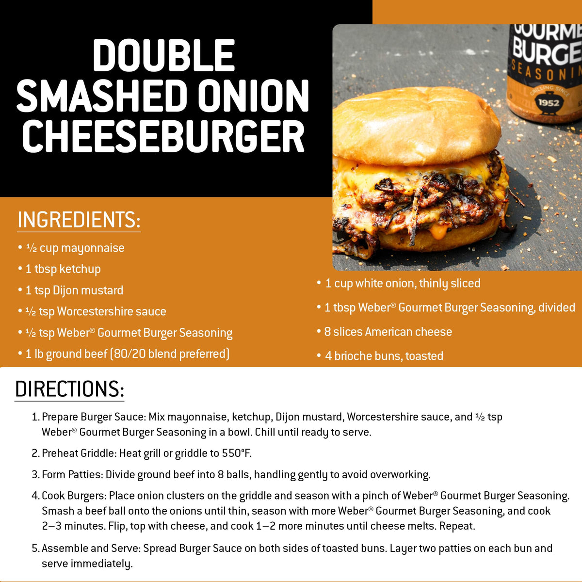 Weber Gourmet Burger Seasoning, 6 × 5.75 oz – Flavorful Grilled Burgers