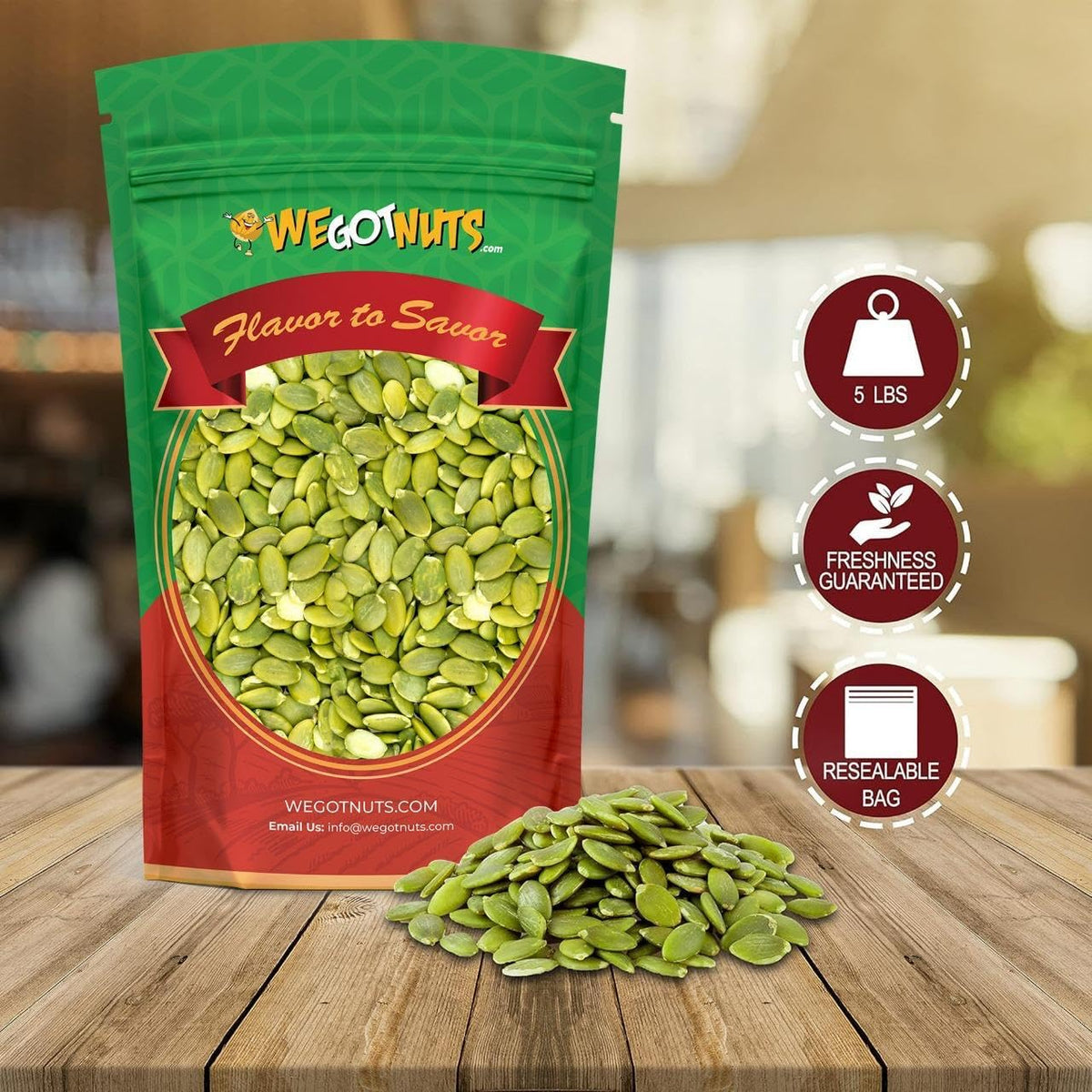 We Got Nuts Pumpkin Seeds – Raw Pepitas, 5lb Bag, No Shell, 100% Natural
