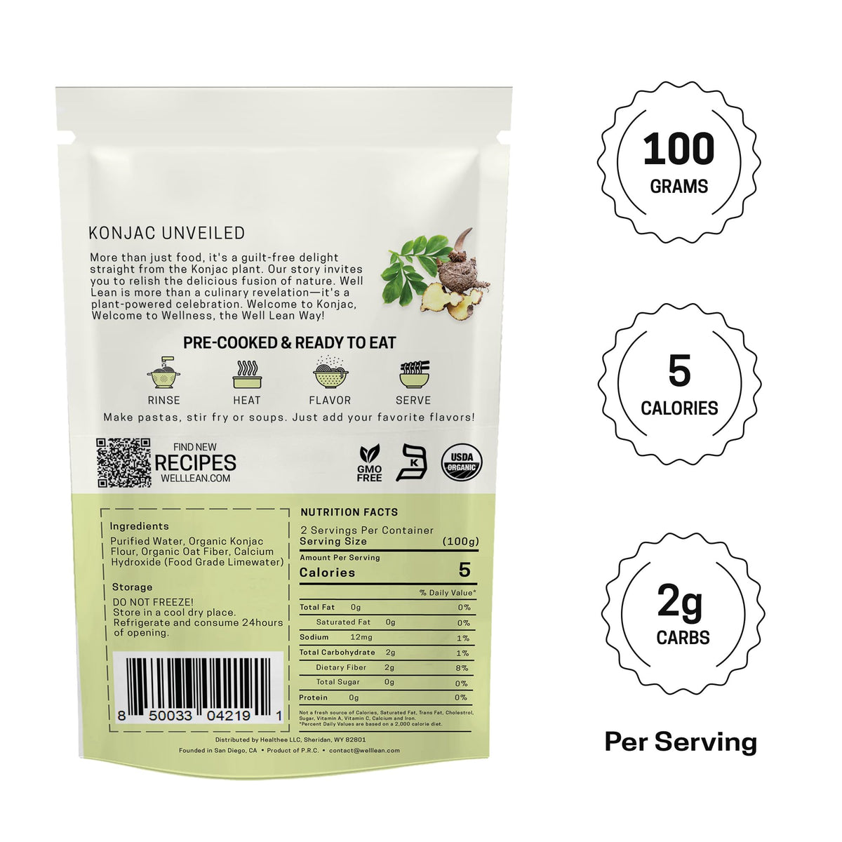 Well Lean USDA Organic Konjac Shirataki Rice – Low Carb, Ready-to-Eat, 6 Pack (12 Servings)