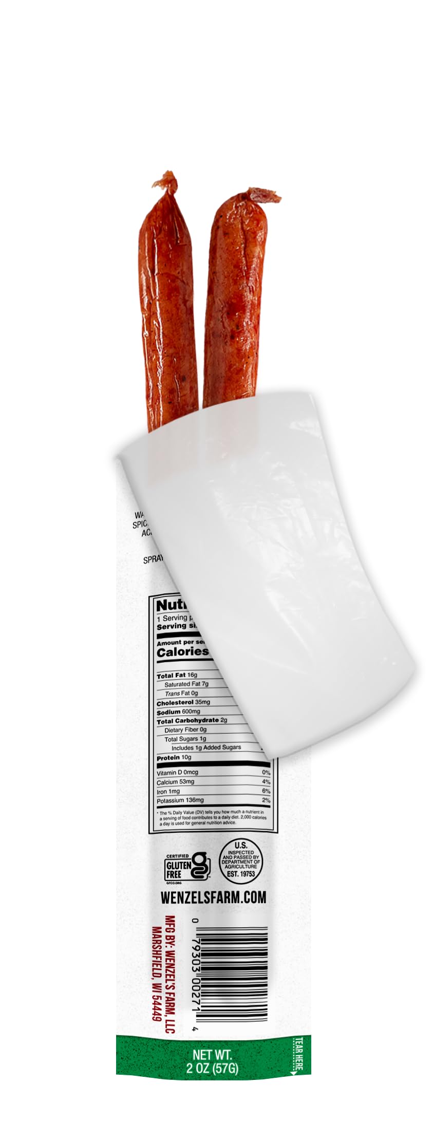 Wenzel's Farm Jalapeño Cheddar Sticks — High Protein, Low Carb, Gluten Free (32 Sticks)