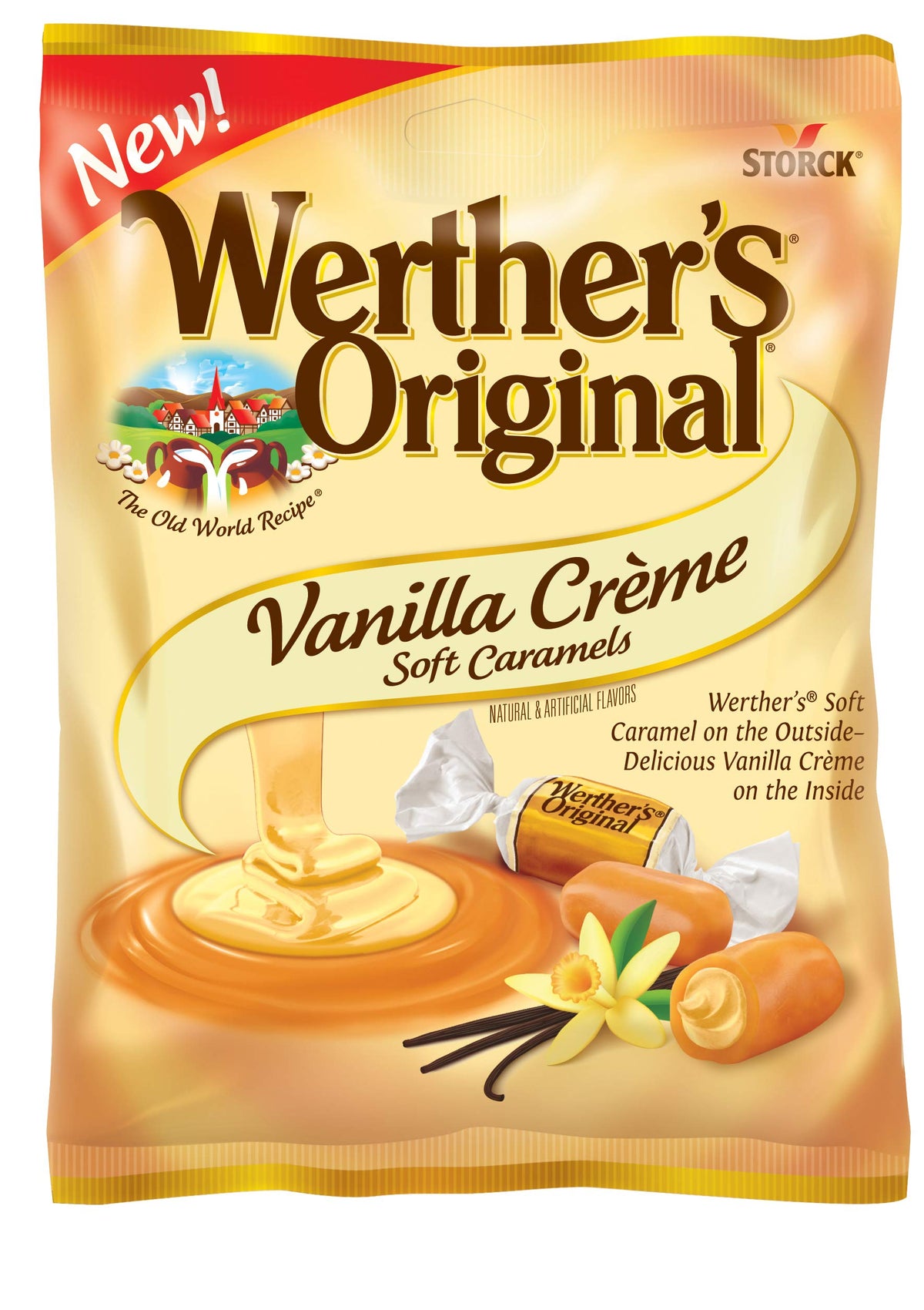 Werther's Original Vanilla Creme Soft Caramels – 4-Pack, Individually Wrapped, Creamy Vanilla Center