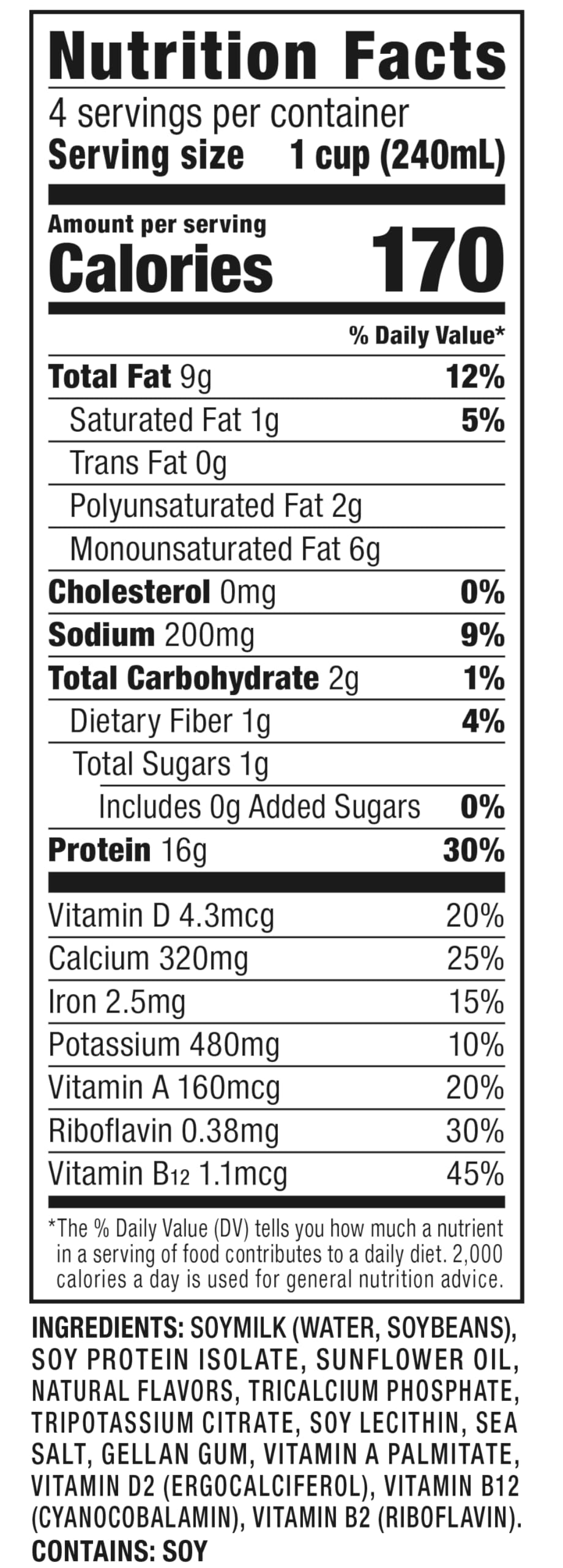 West Life Smoothie Blend Soy Milk, Unsweetened — 16g Protein per Serving, 32oz Pack of 6
