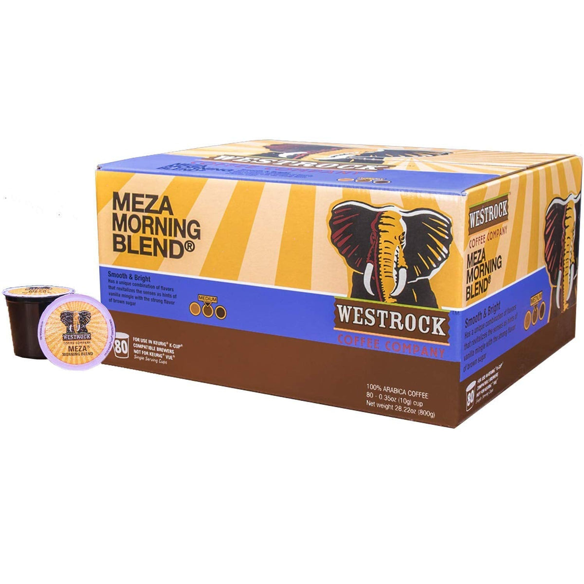 Westrock Coffee Company Meza Morning Blend – Medium Roast, Single Serve Cups, 80 Count
