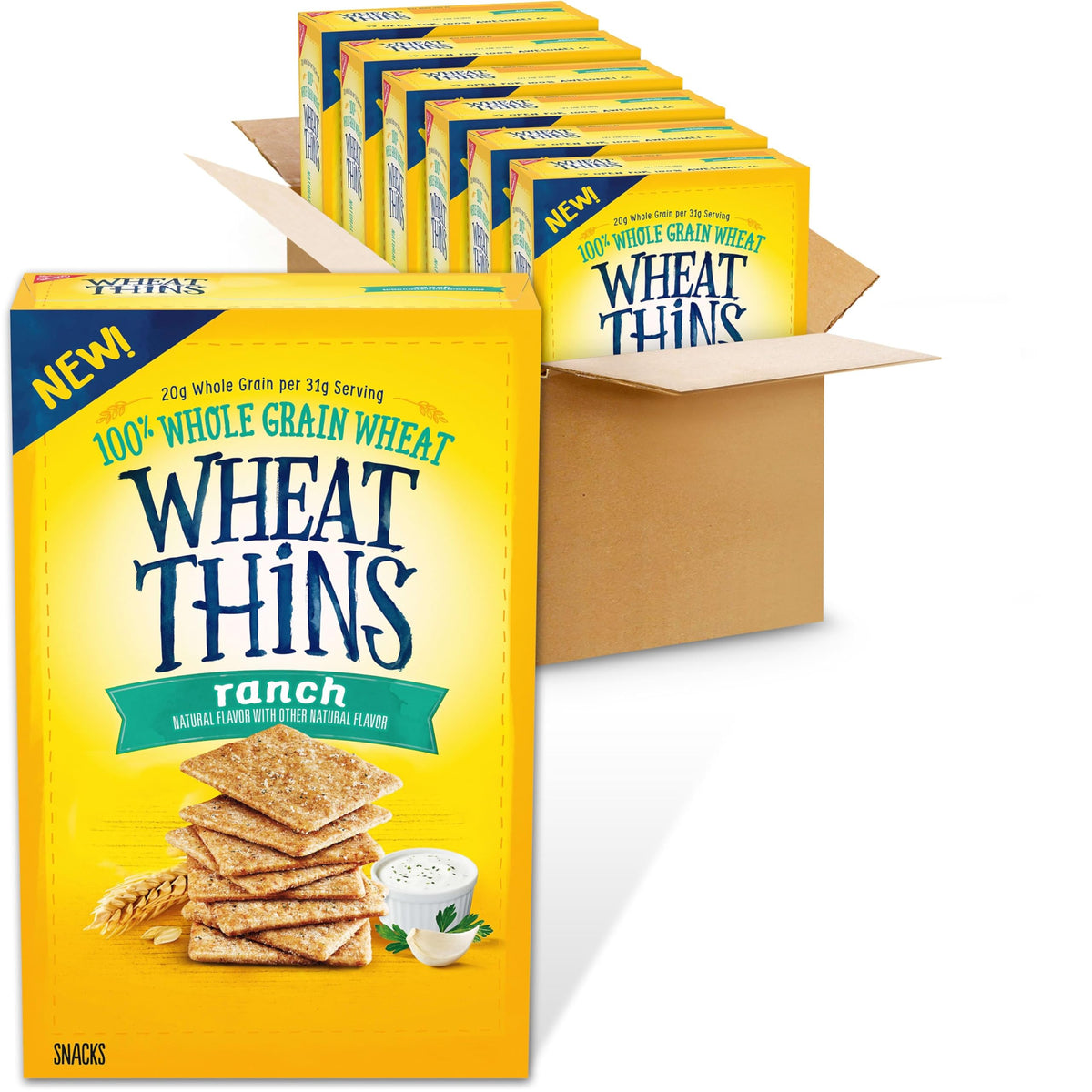 Wheat Thins Ranch Flavored Whole Grain Crackers — Bulk 6-8.5 oz Boxes