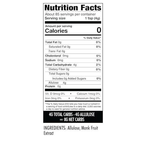 Wholesome Yum Besti Natural Sugar Substitute - Keto Granulated Monk Fruit Sweetener with Allulose (No Erythritol) - 12 oz, 2 Pack