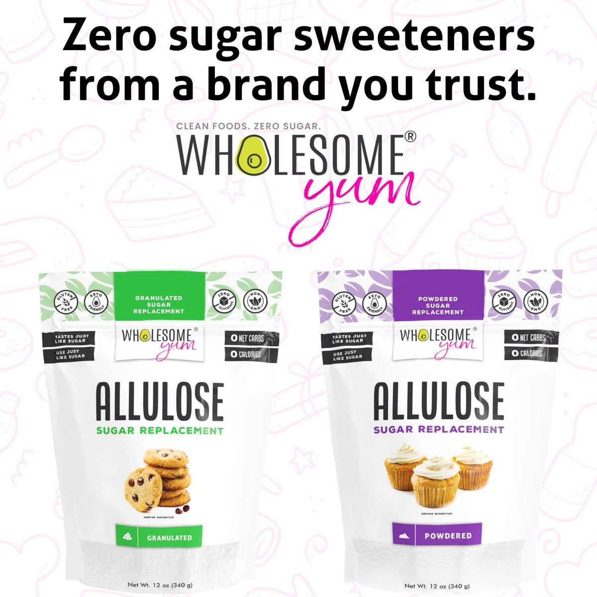 Wholesome Yum Powdered Allulose Sweetener – Zero Calorie, Zero Carb, No Aftertaste
