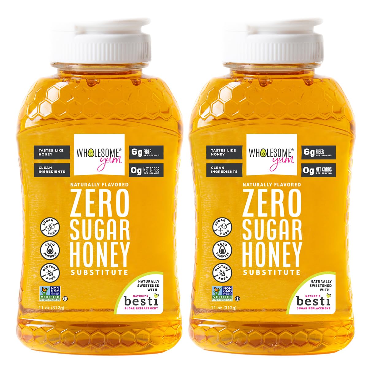 Wholesome Yum Zero Sugar Honey Substitute (2 Pack) – Keto & Sugar Free Honey Alternative with Monk Fruit & Allulose