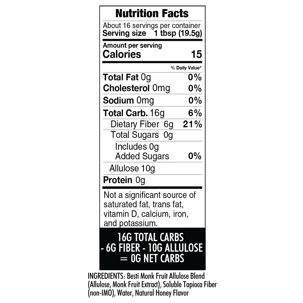 Wholesome Yum Zero Sugar Honey Substitute (2 Pack) – Keto & Sugar Free Honey Alternative with Monk Fruit & Allulose