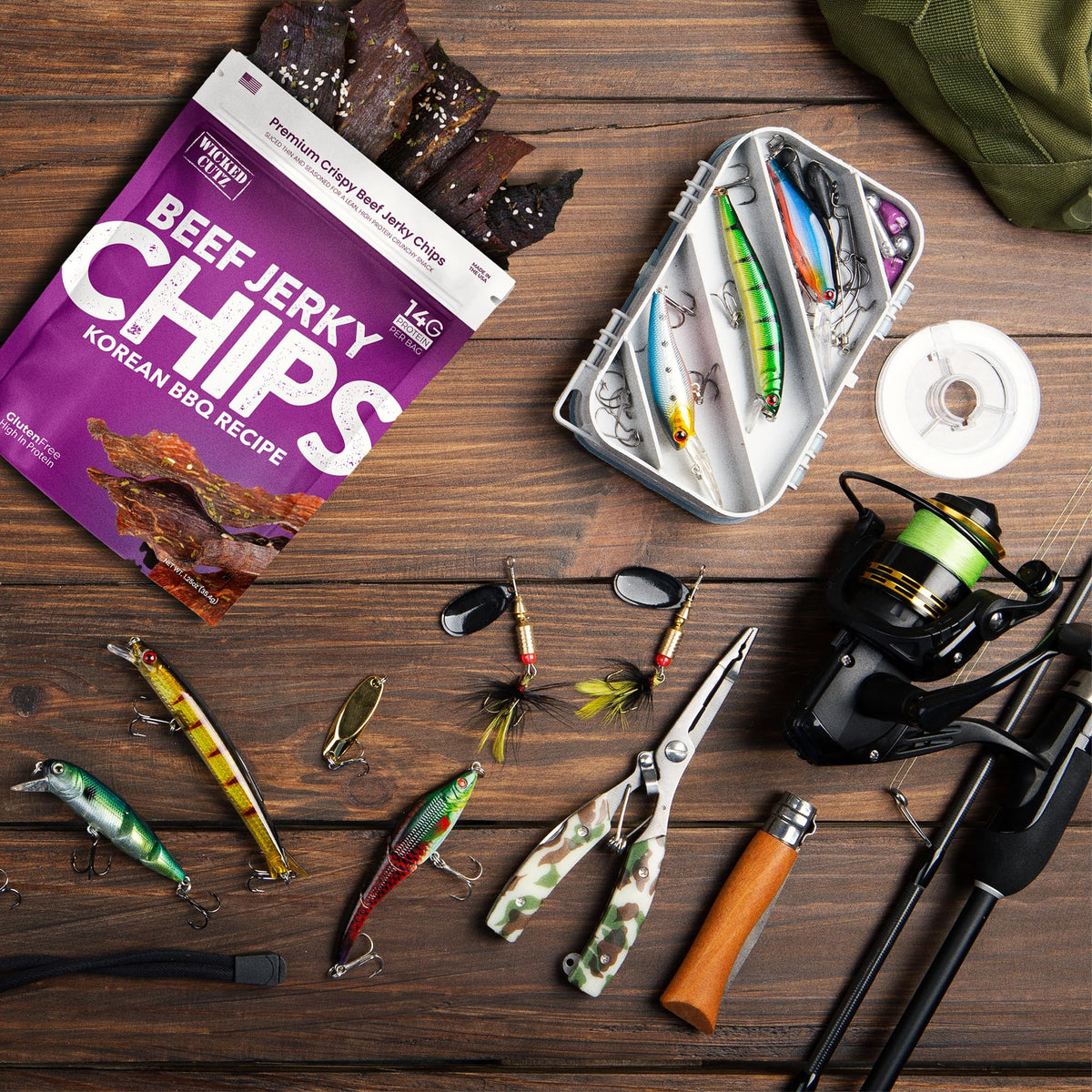 Wicked Cutz Korean BBQ Beef Jerky Chips — 14g Protein, Crispy Low-Carb Snack, USA Made