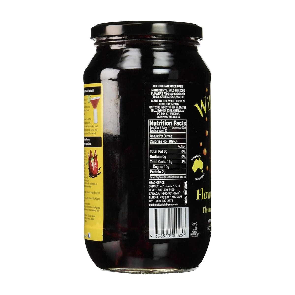Wild Hibiscus Flowers in Syrup – 50 Edible Flowers per Jar, Champagne Garnish, 2.5 lbs, Natural, Kosher Pareve